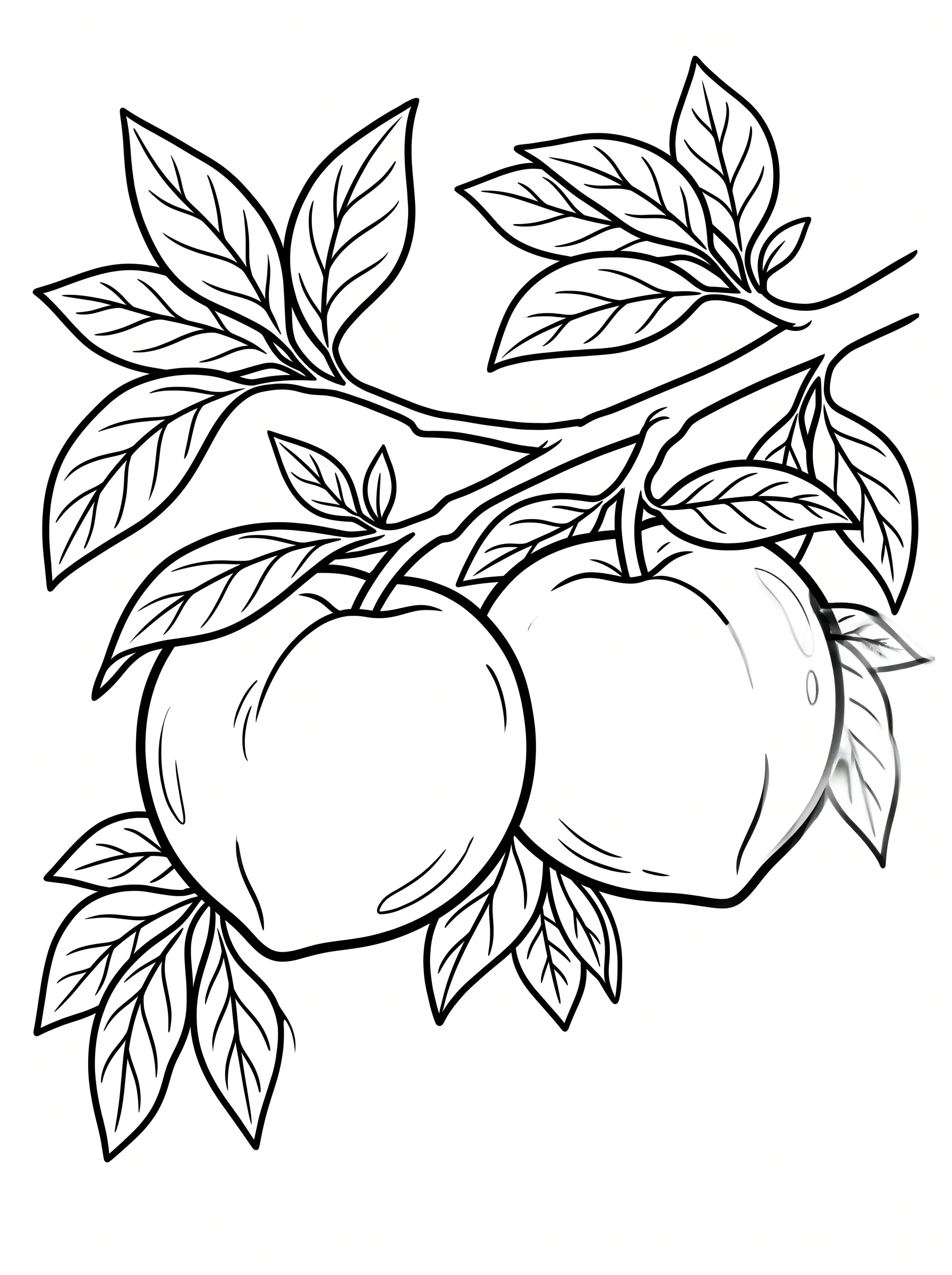 Ripe Peaches on Tree Branch