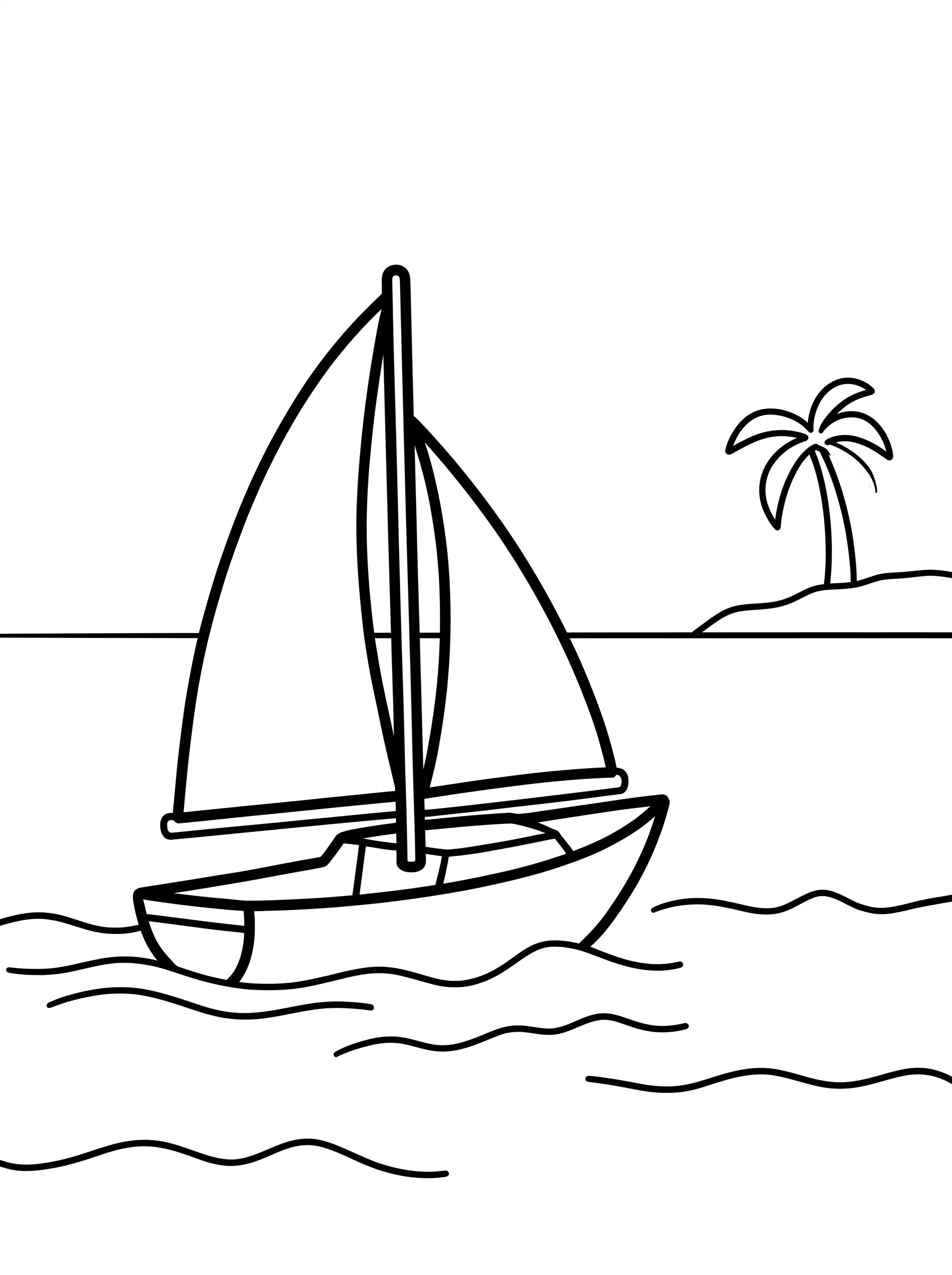 Sailboat Drifting near Tropical Island