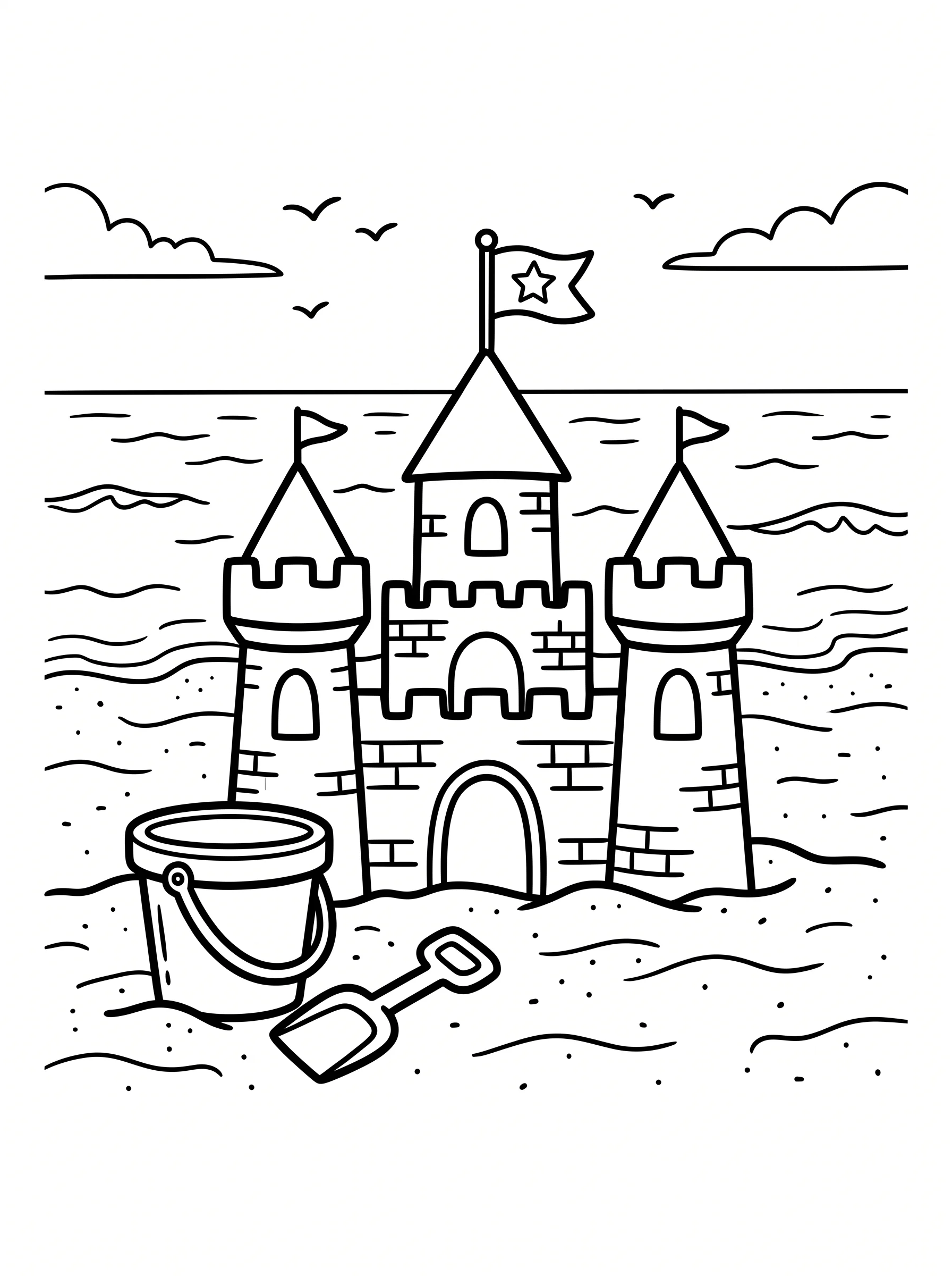 Sandy Beach Castle with Bucket