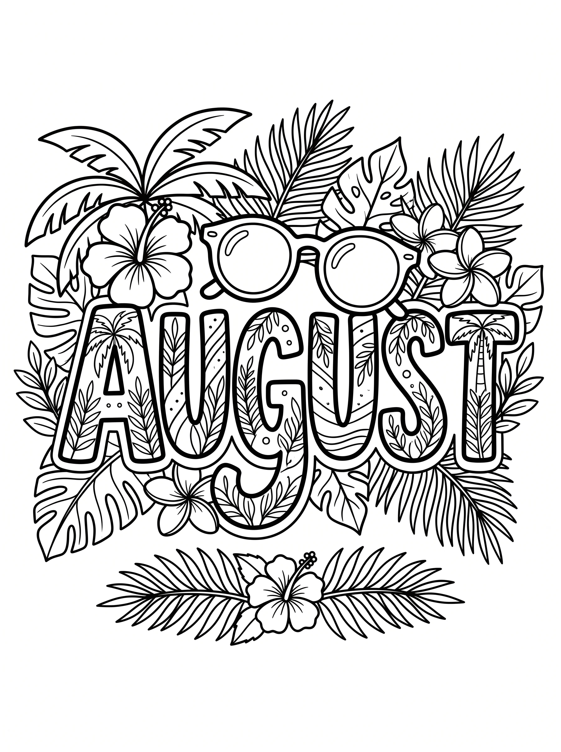 Tropical Sunglasses August Lettering