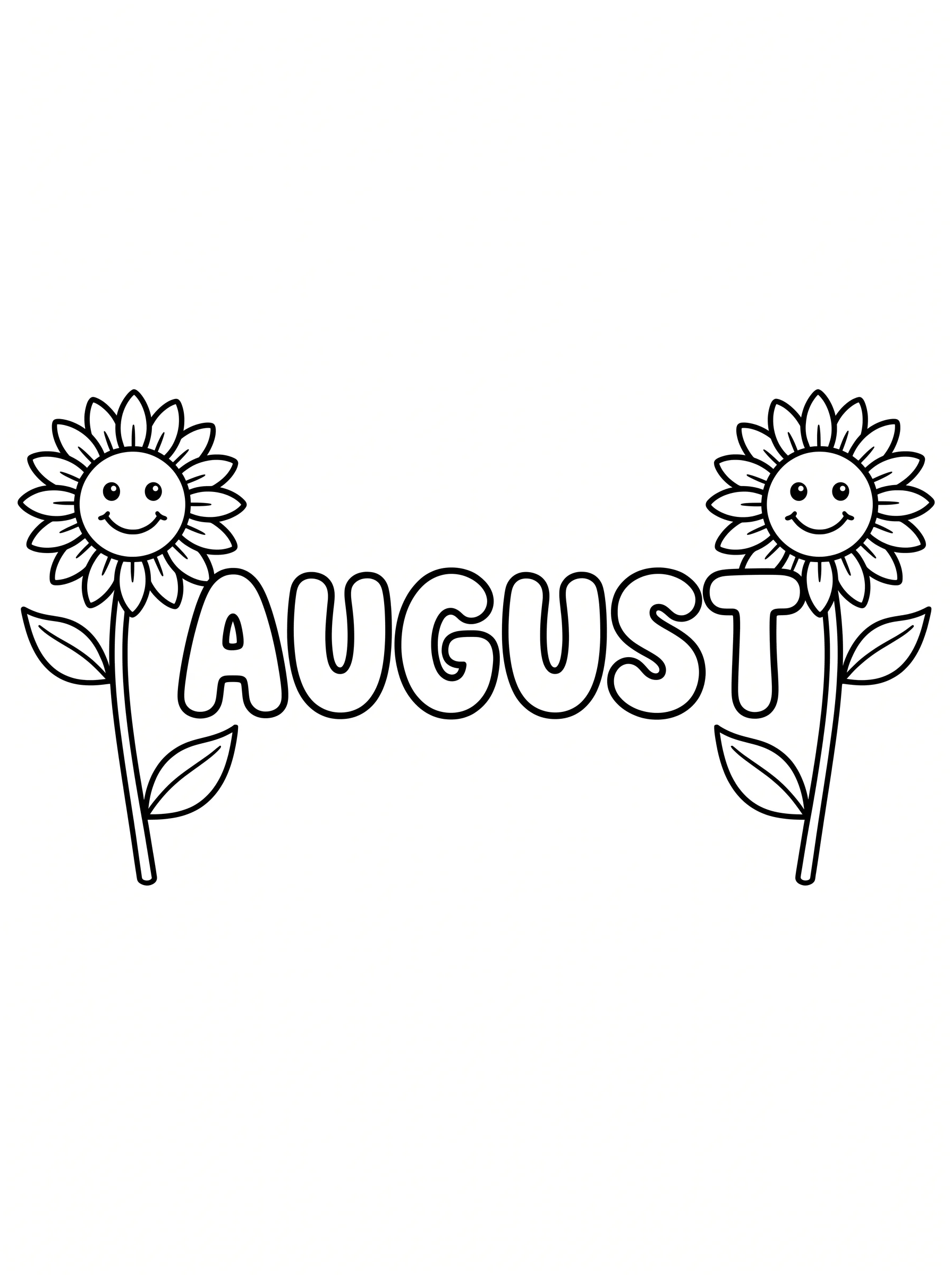 August Coloring Pages with Sunflowers