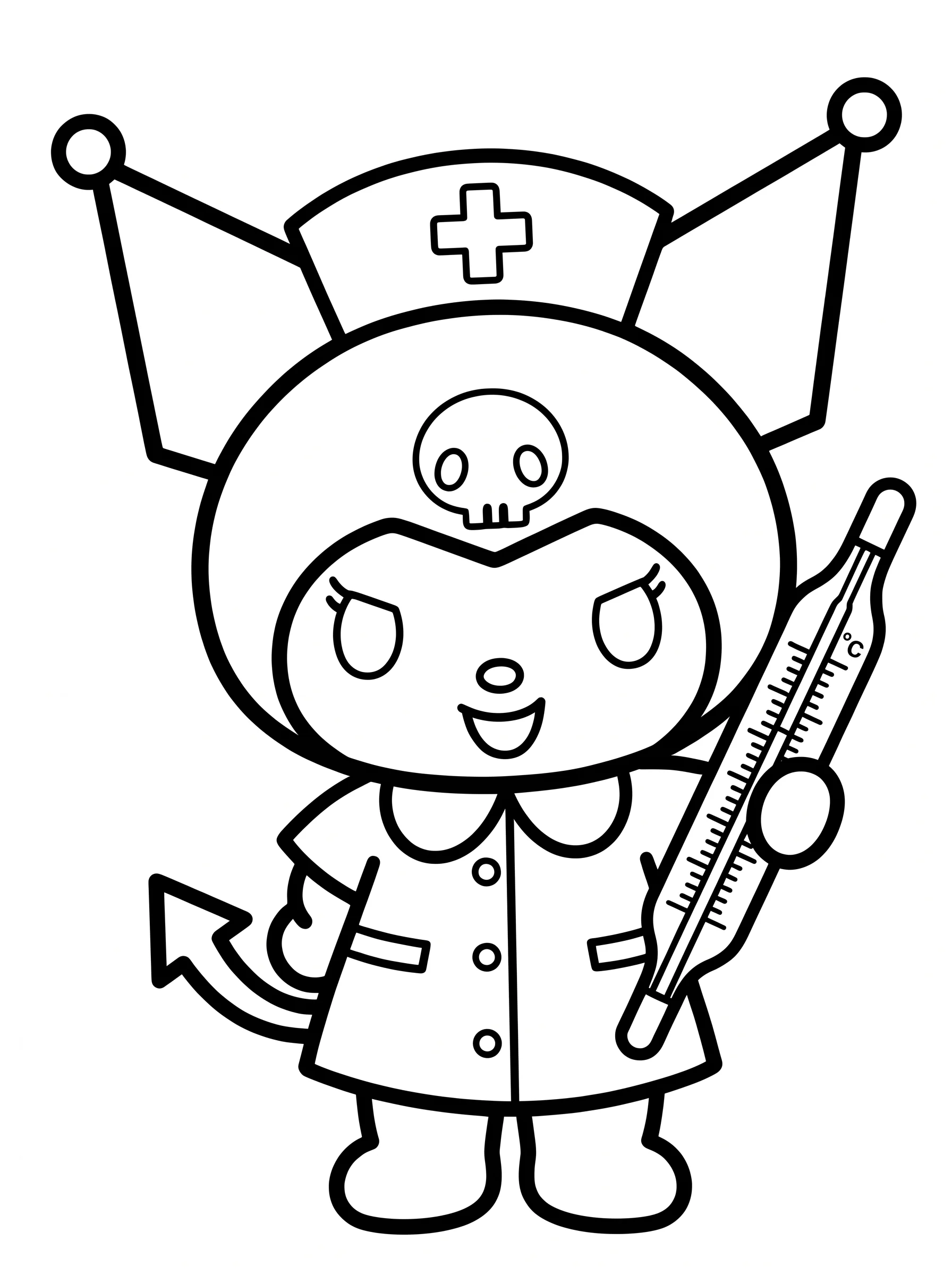 Nurse Kuromi Holding a Big Thermometer