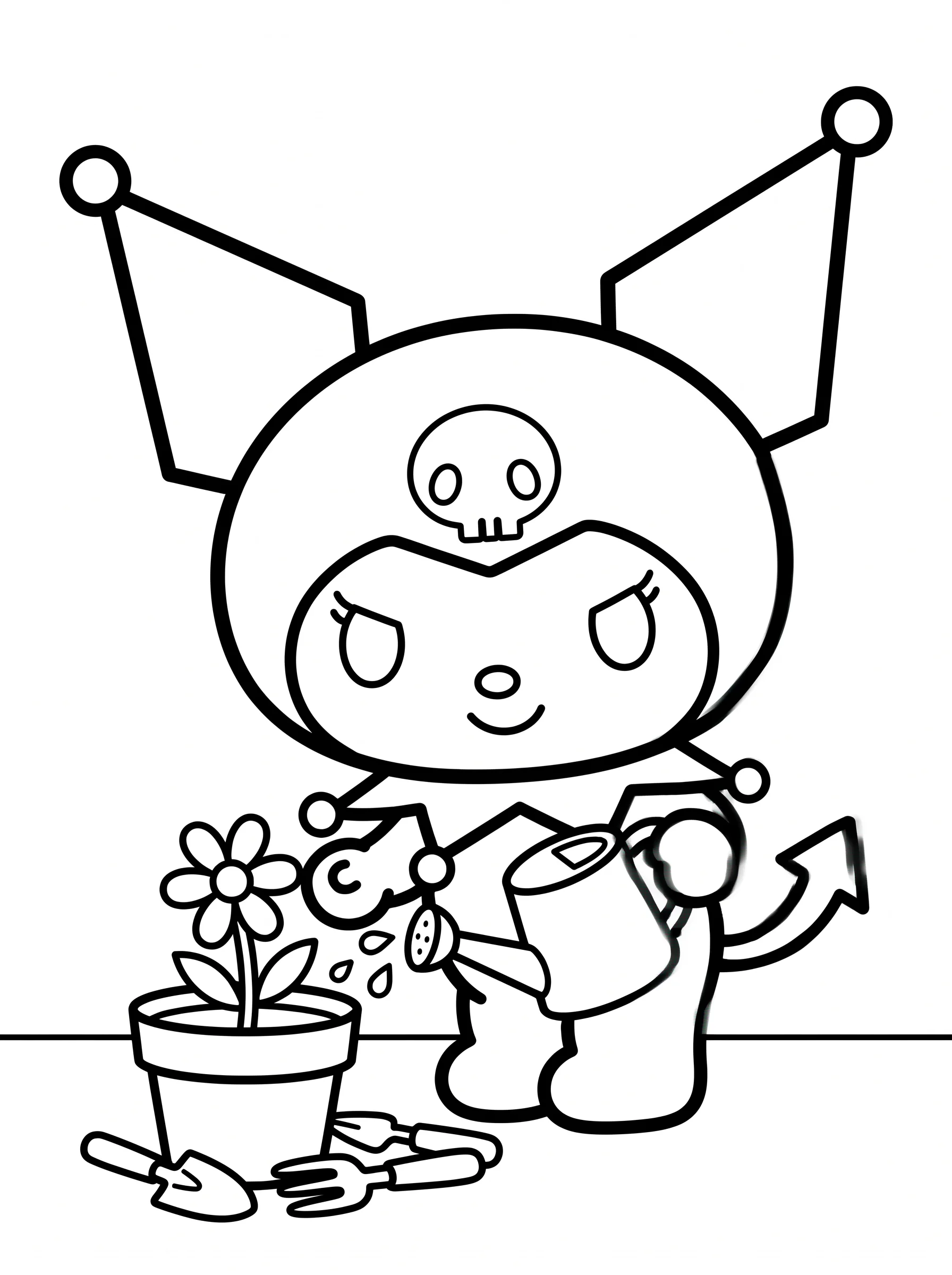 Watering a Small Flowerpot in the Garden