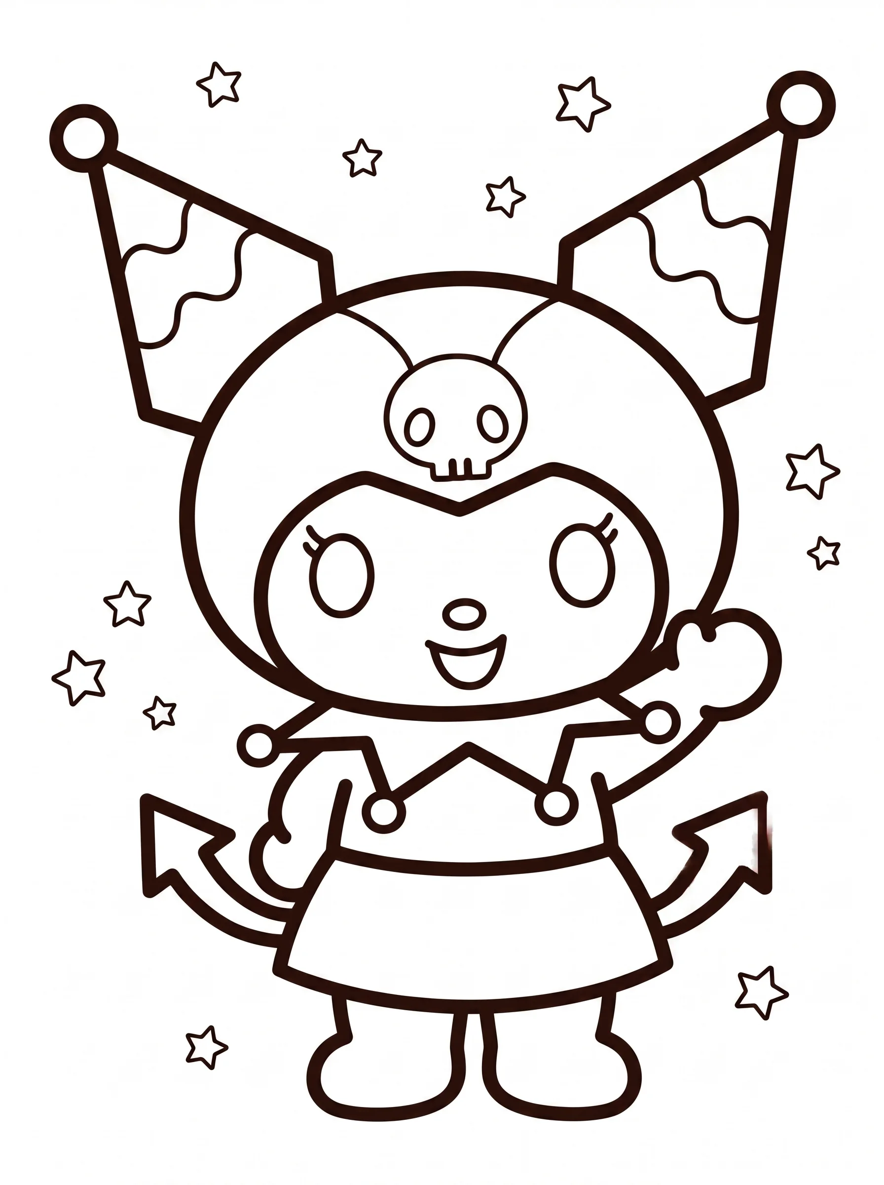 Kuromi Coloring Pages with Floating Stars