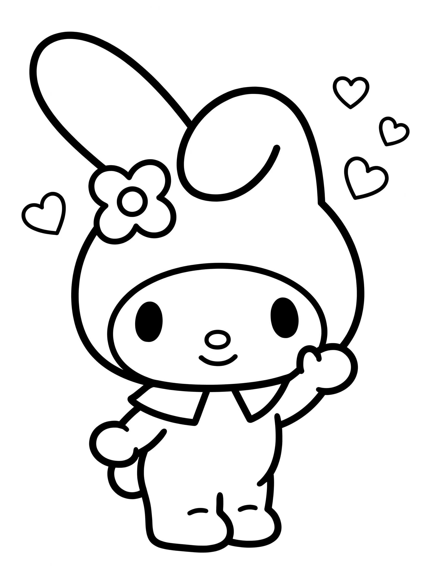 My Melody Coloring Pages: Friendly Waves and Hearts