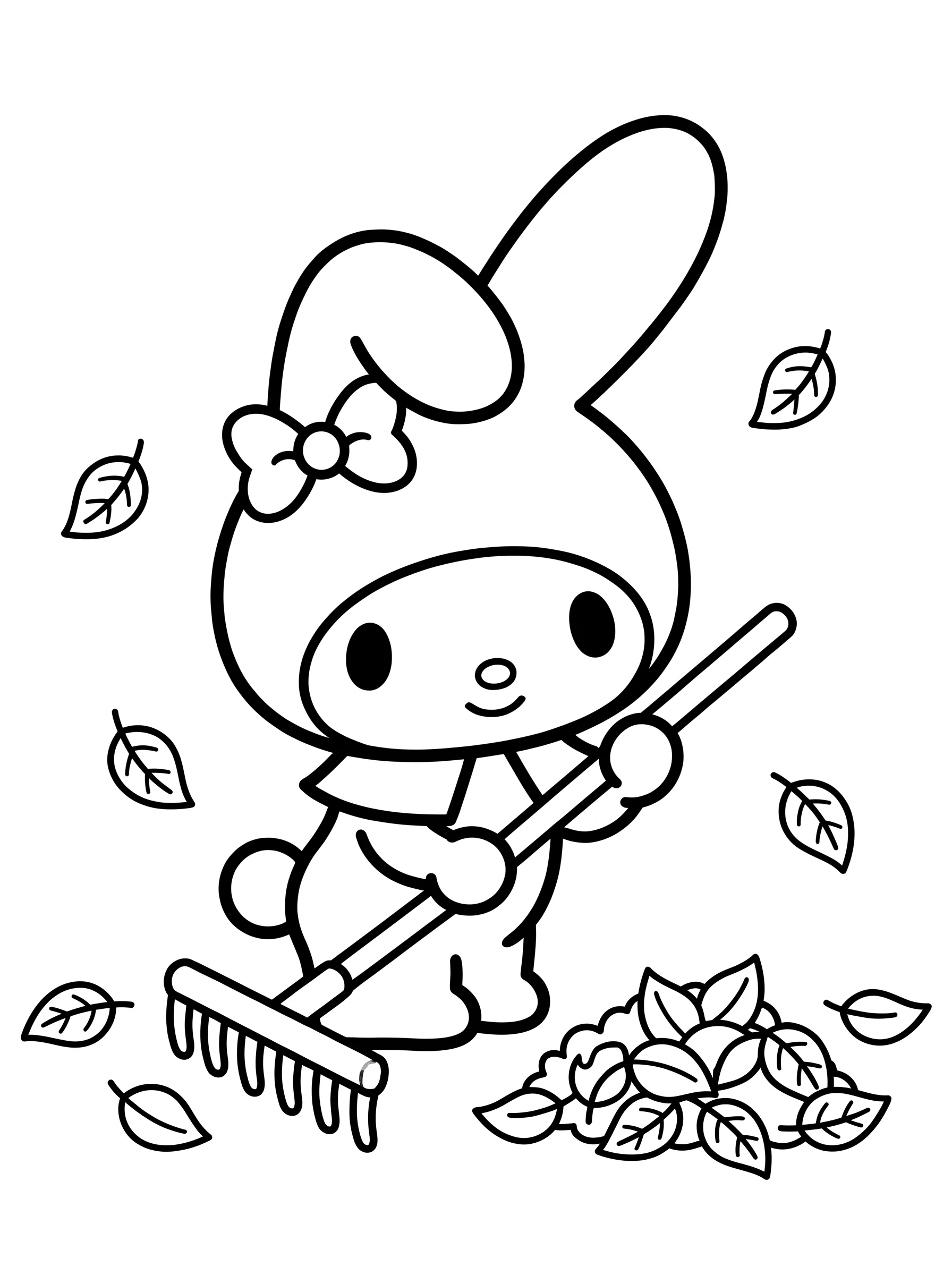 Gathering Autumn Leaves with a Rake