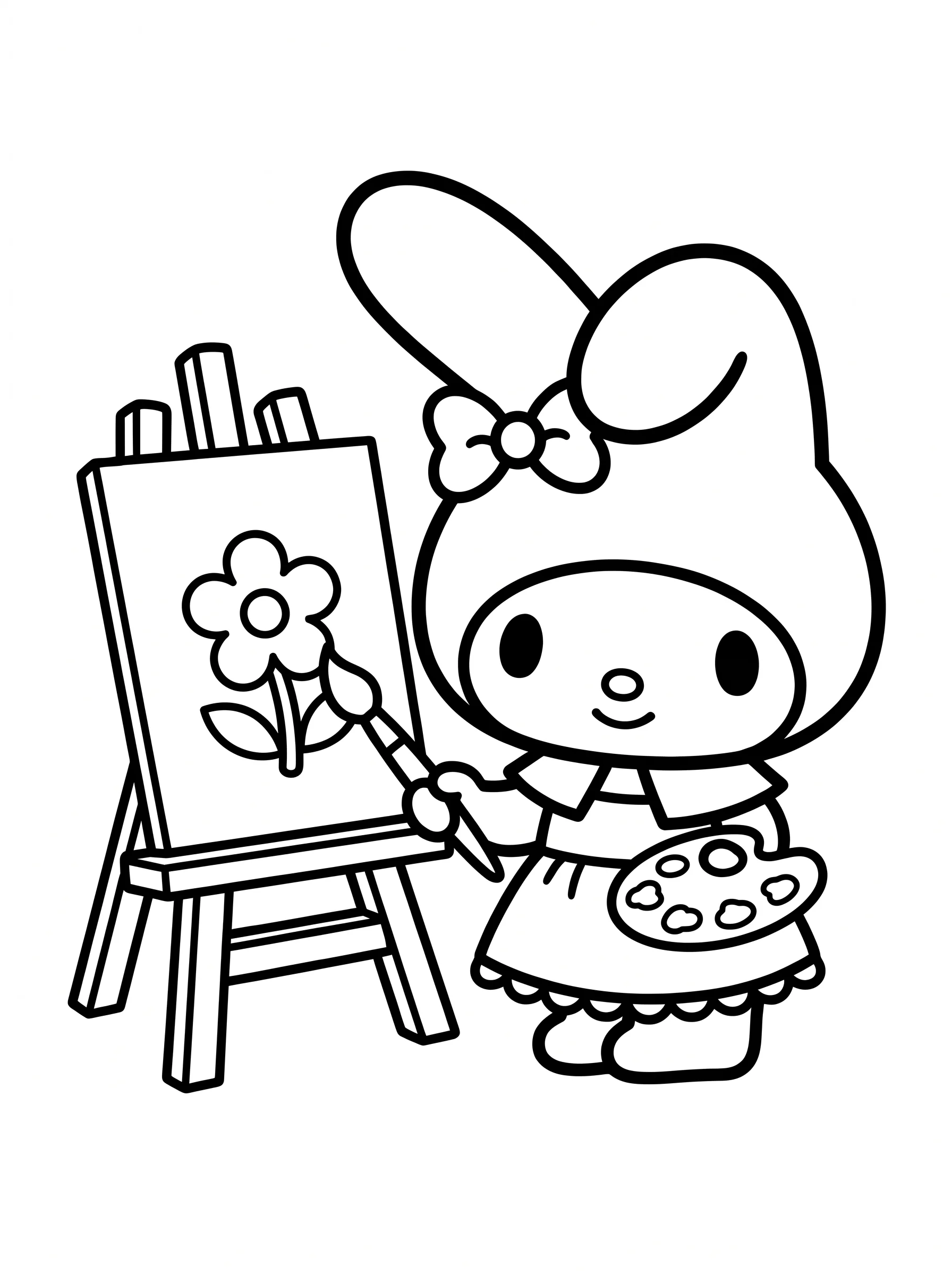 Painting a Flower on an Easel