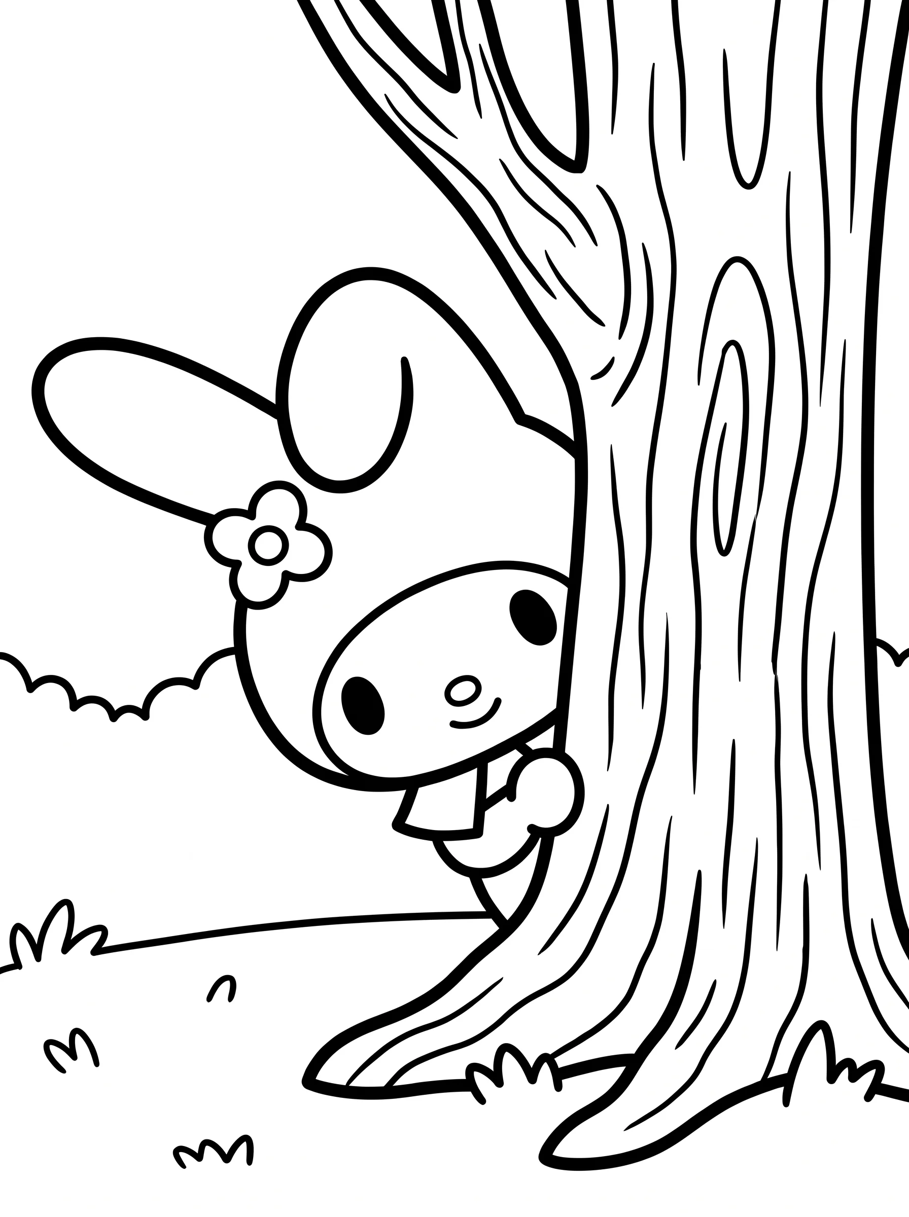 Peeking from Behind a Big Tree Trunk