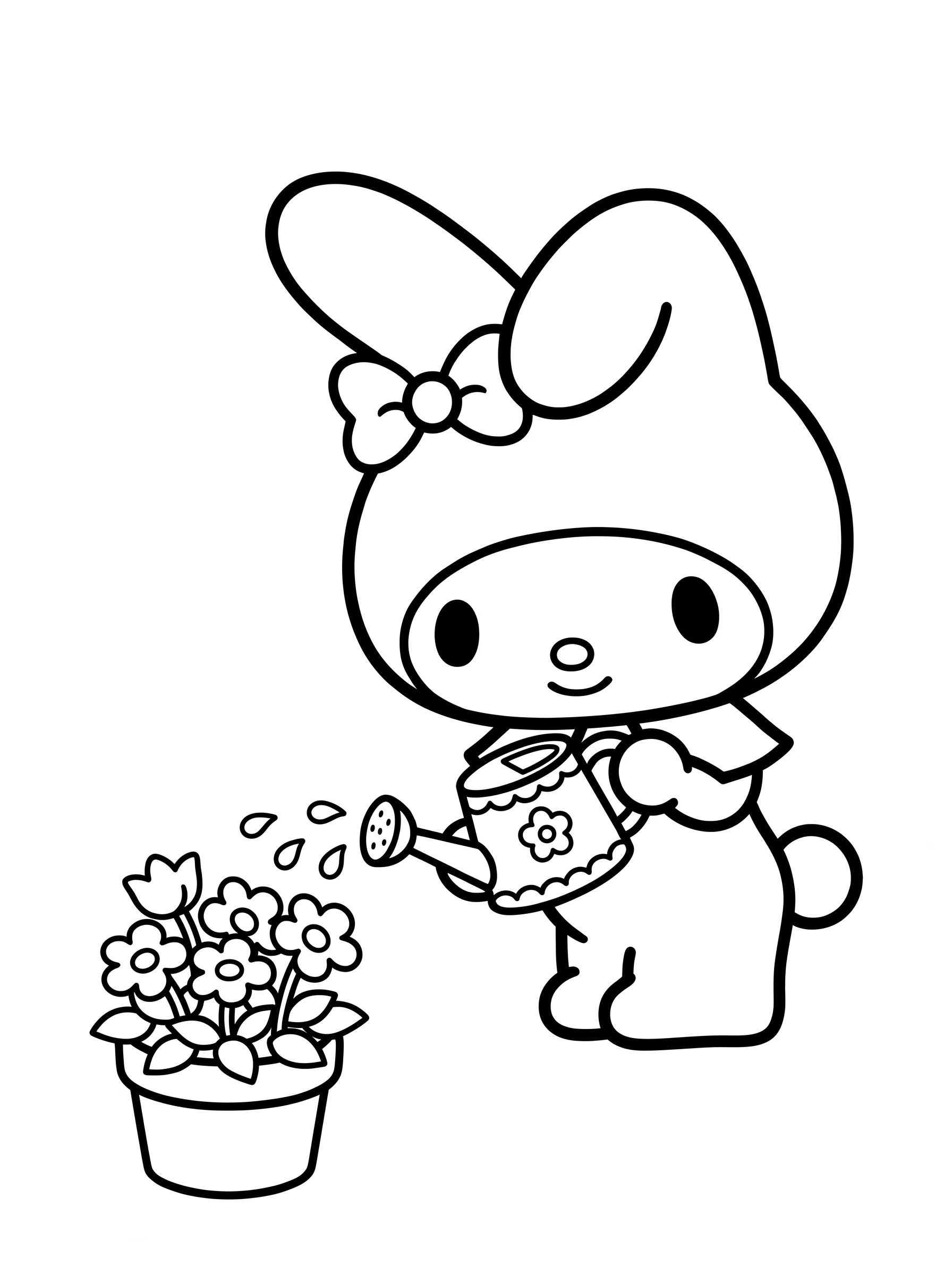 Watering Small Potted Flowers