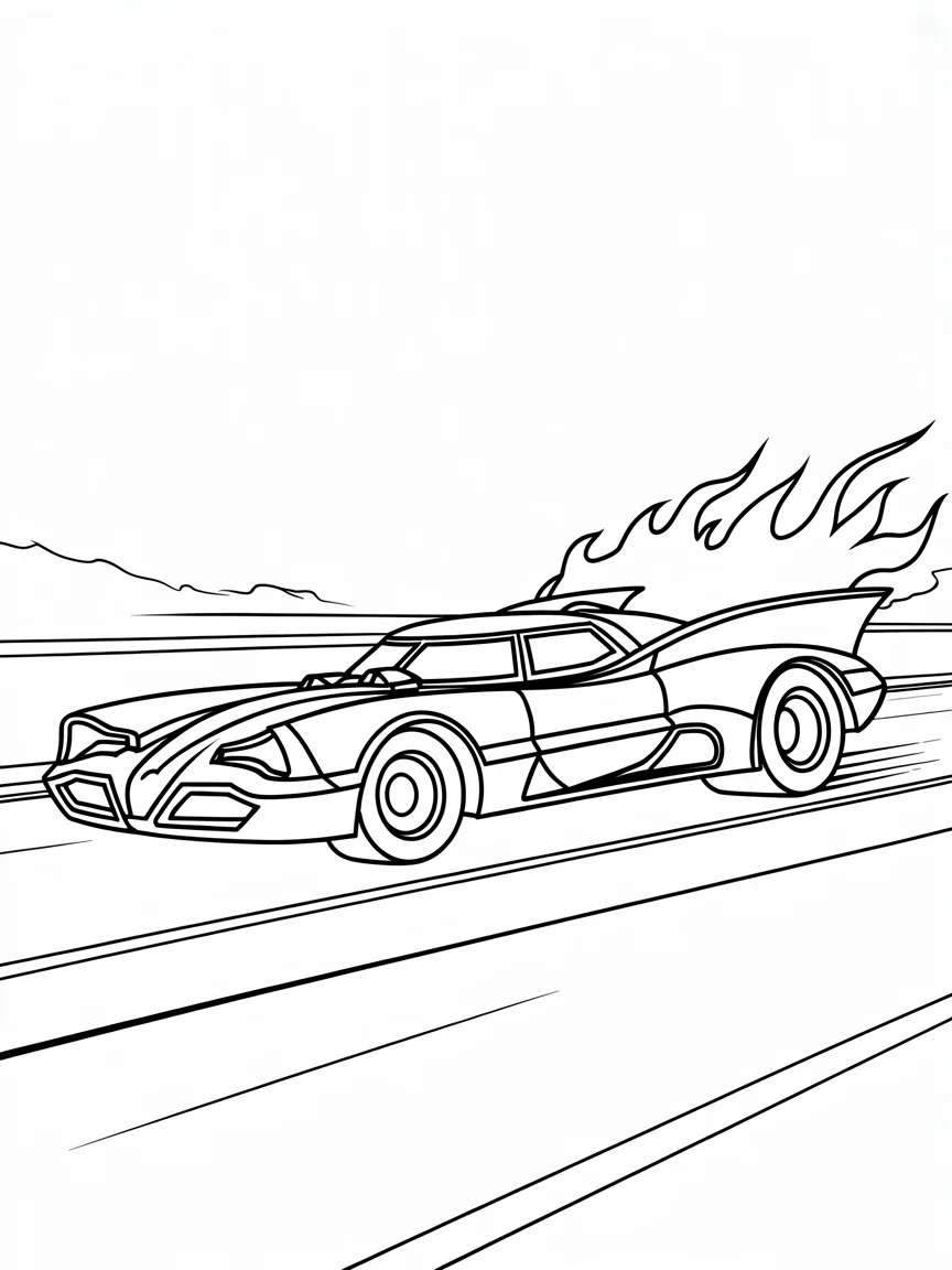 Batmobile Speeding Down the Road