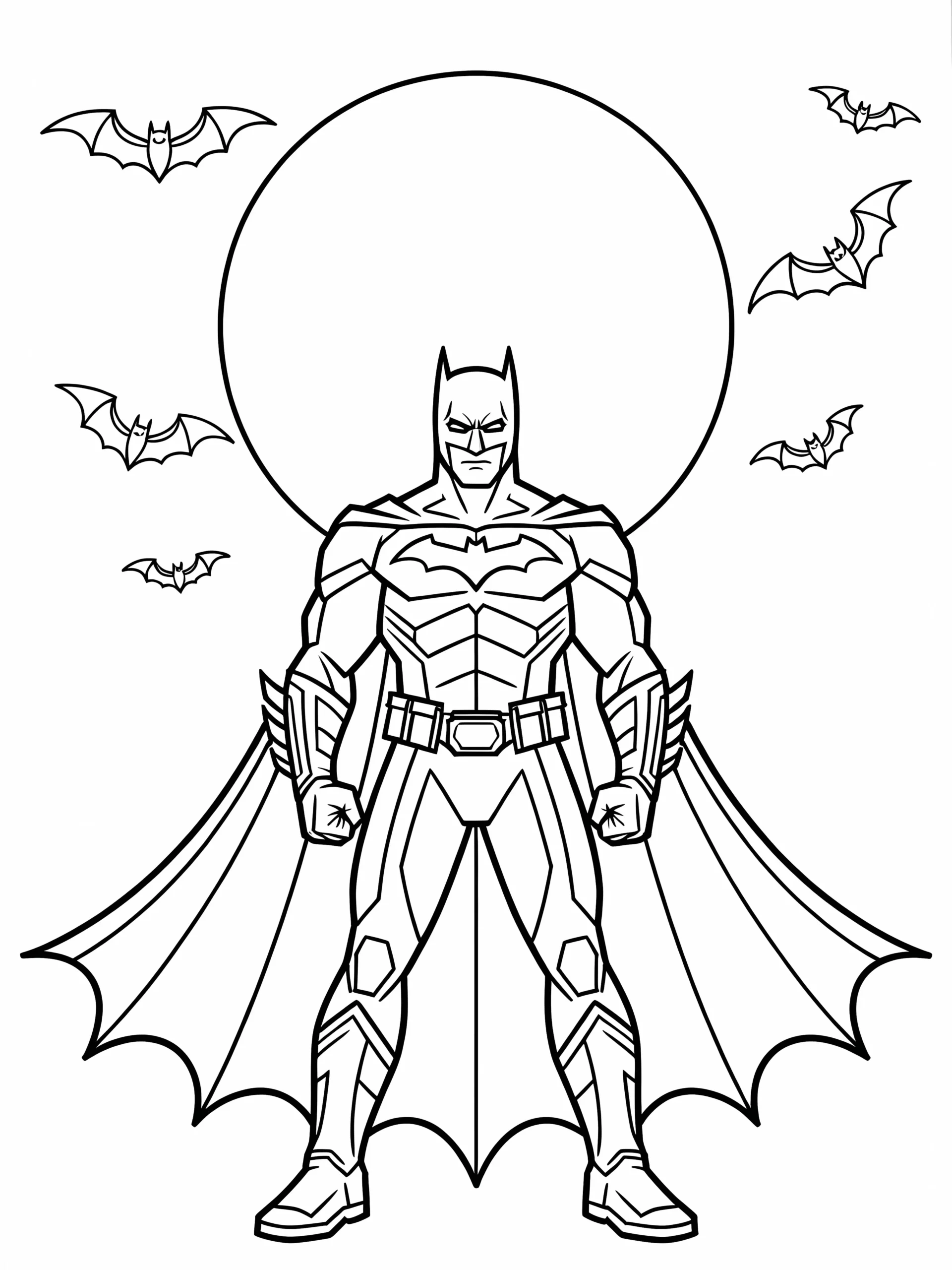 Batman Coloring Pages: Hero in Front of the Moon