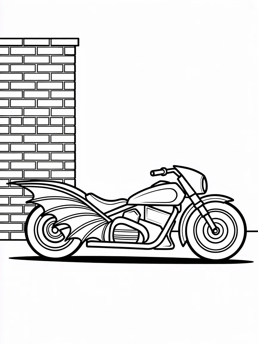 The Batcycle by the Brick Wall