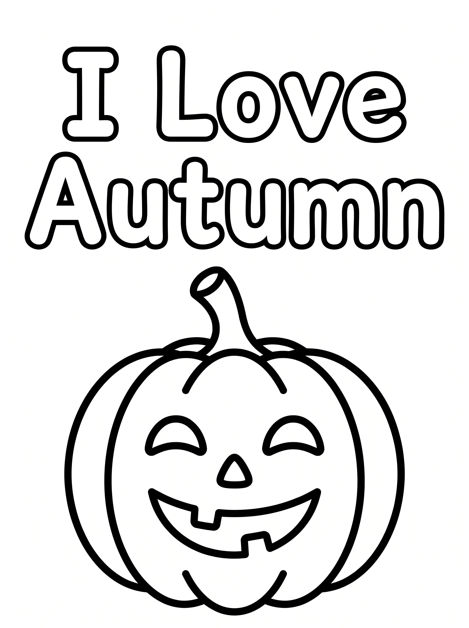 Fall Coloring Pages: Autumn Text with a Pumpkin