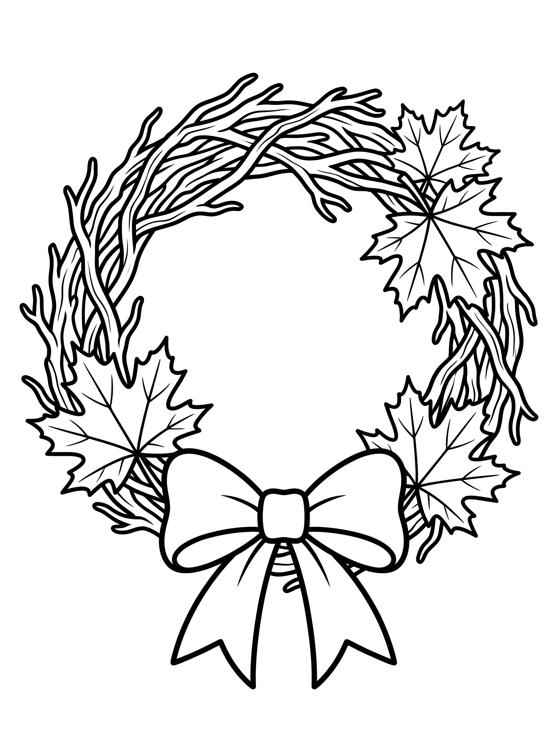 Autumn Wreath with Leaves and a Big Bow