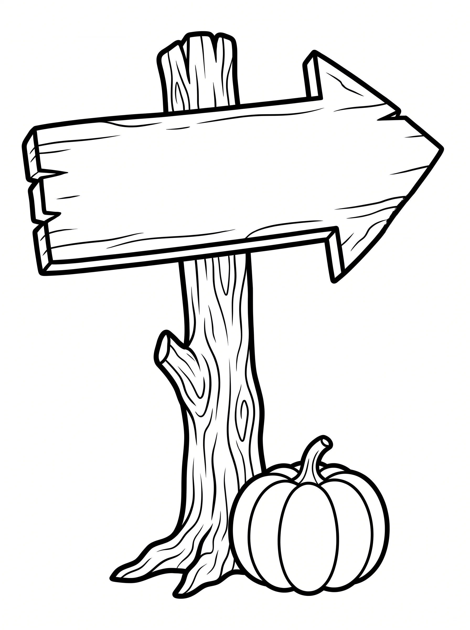 Blank Wooden Signpost with a Small Pumpkin