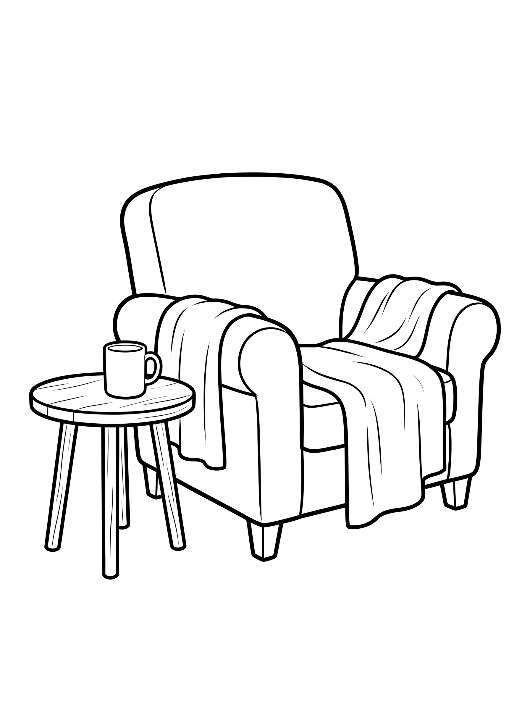 Cozy Armchair with a Plain Throw Blanket