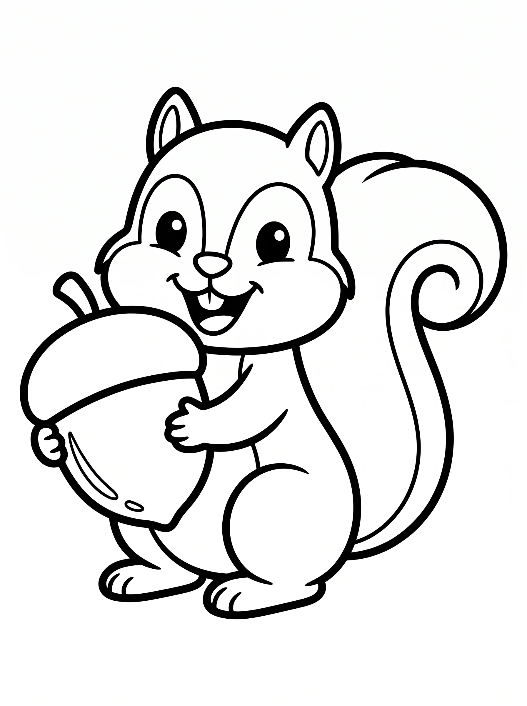 Cute Squirrel Holding a Large Acorn