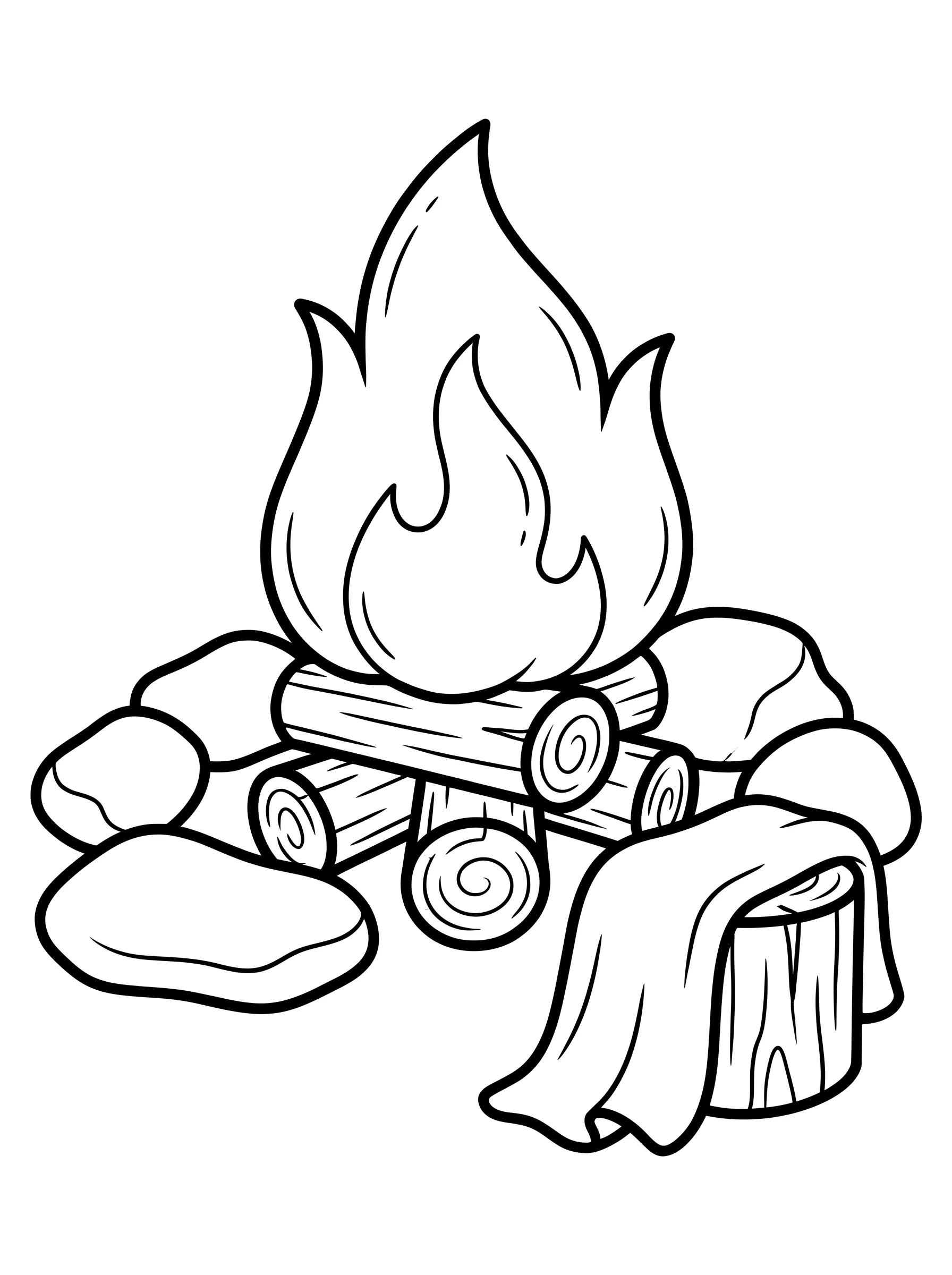 Outdoor Campfire with Three Wooden Logs