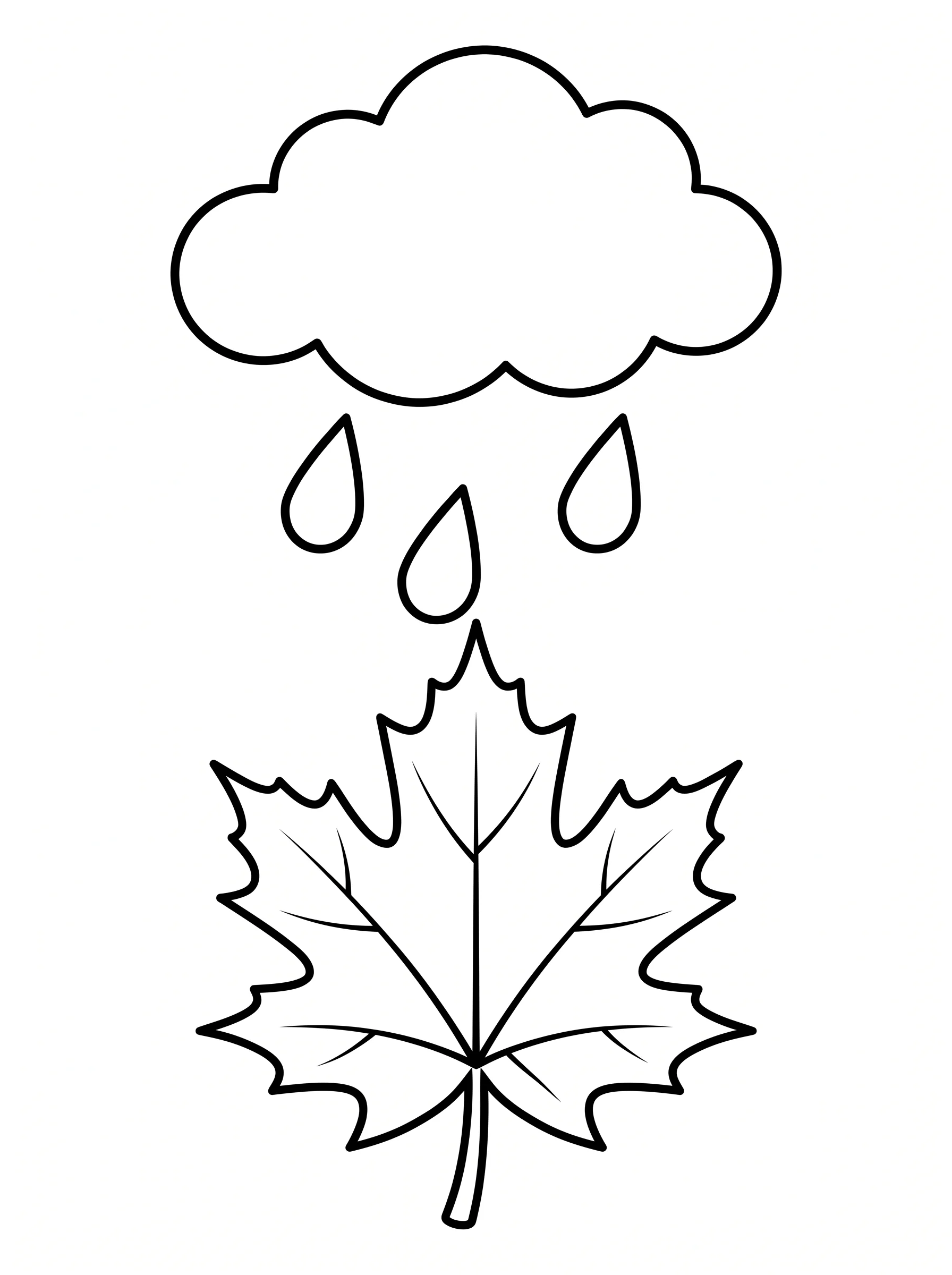Rain Cloud with Falling Drops on a Leaf