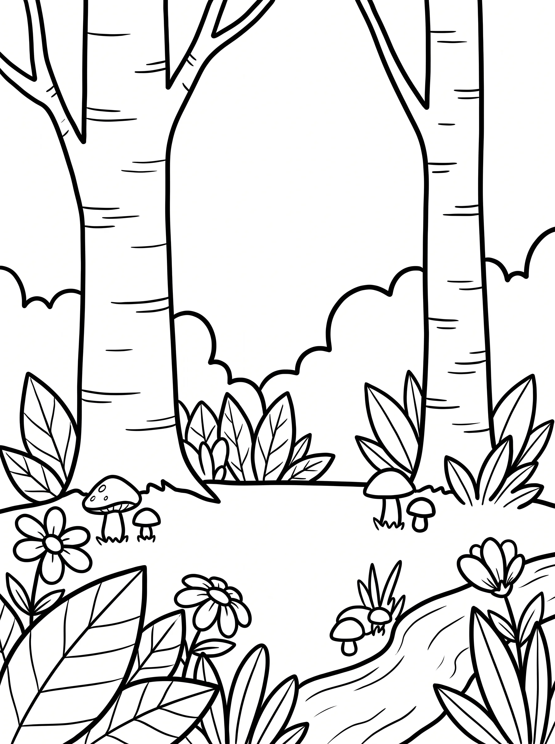 Simple Birch Trees in a Forest Clearing