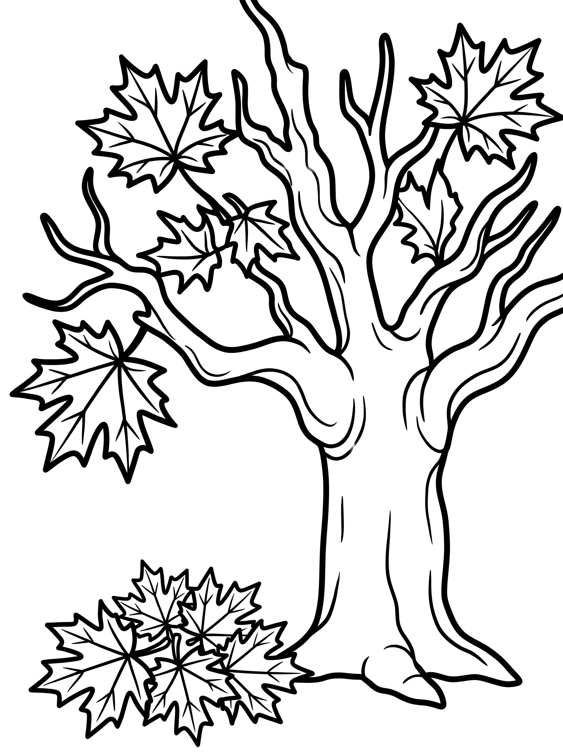 Simple Maple Tree and a Pile of Leaves