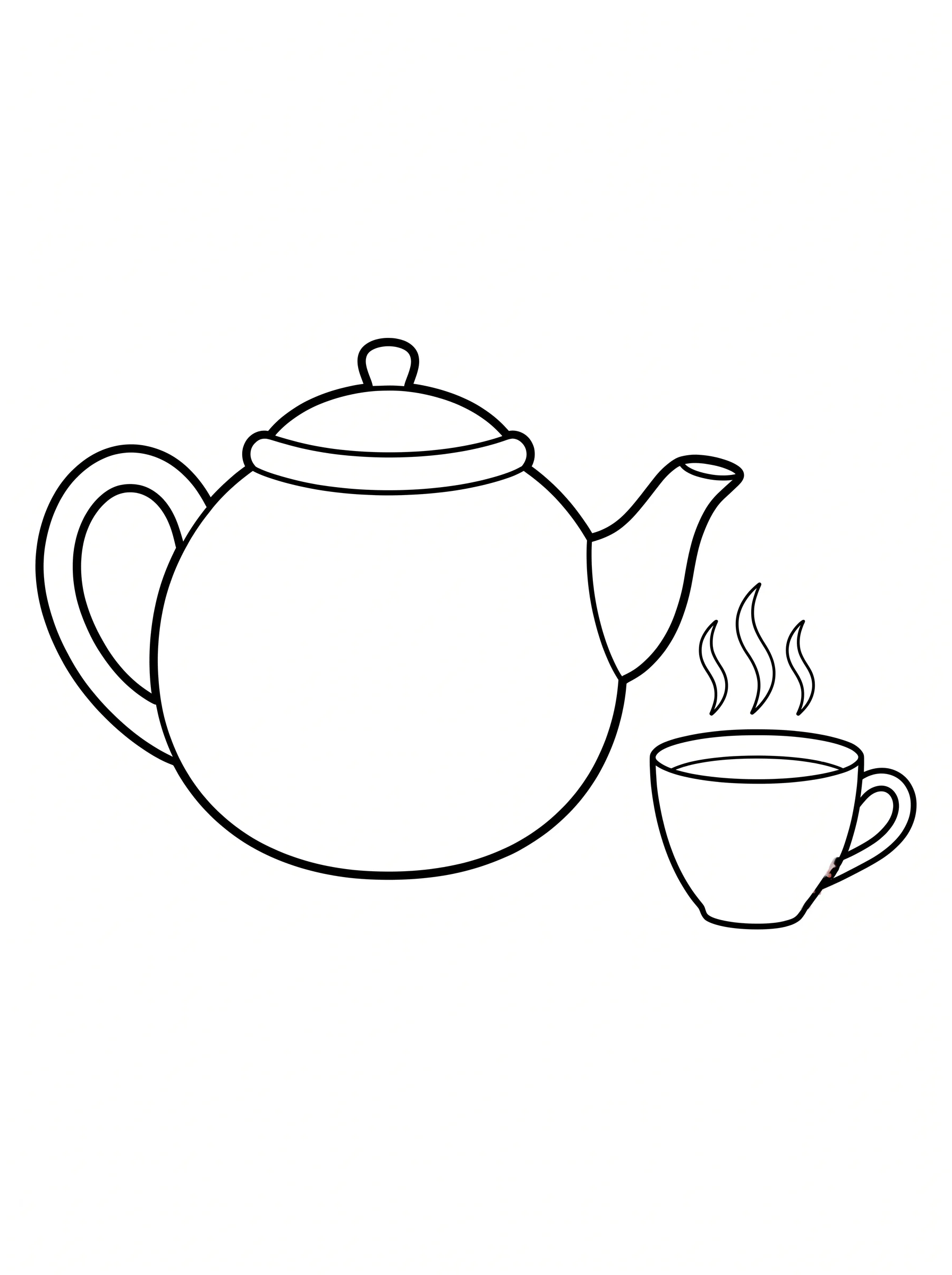 Simple Teapot and Steaming Teacup