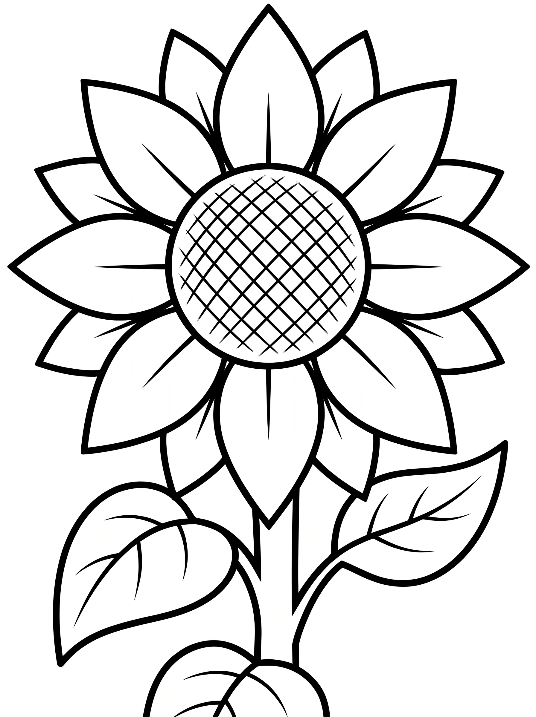 Single Large Sunflower with a Thick Stem