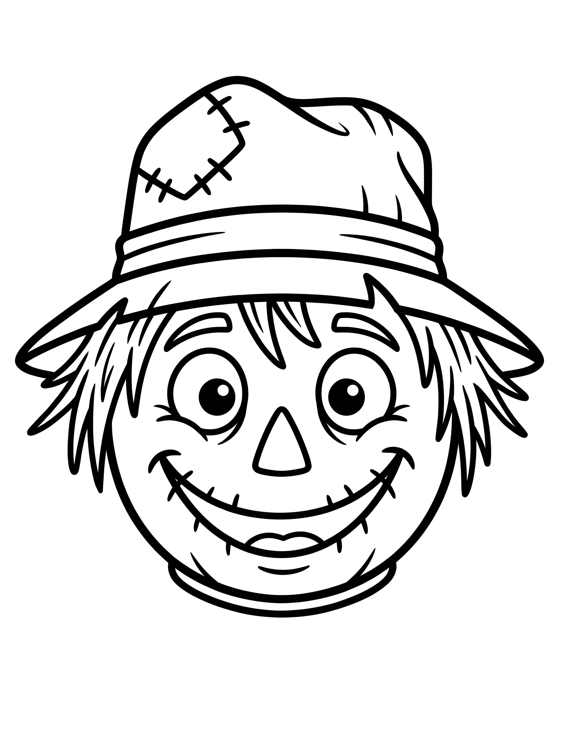 Smiling Scarecrow Face with a Patched Hat