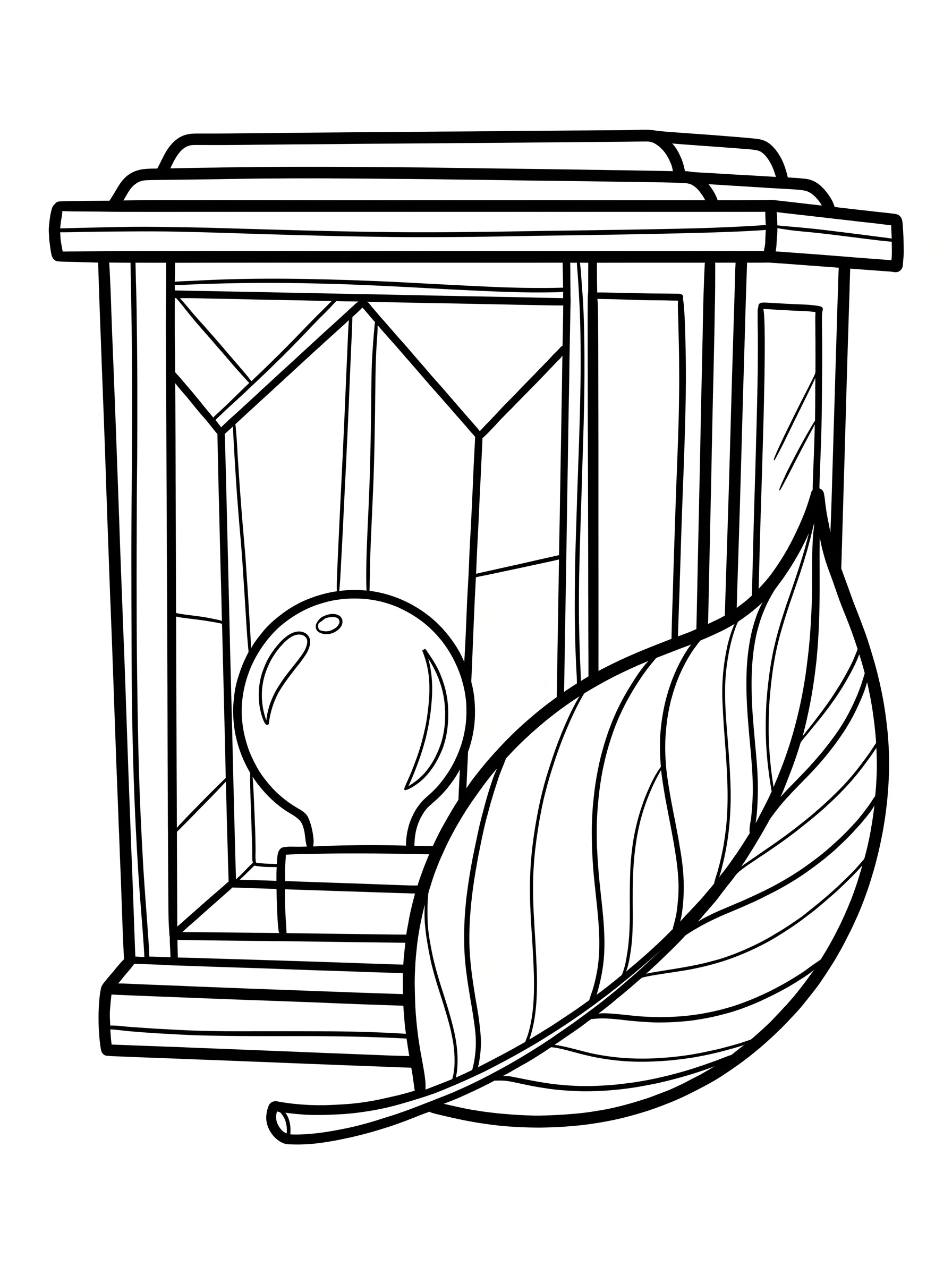 Street Lantern with a Floating Leaf