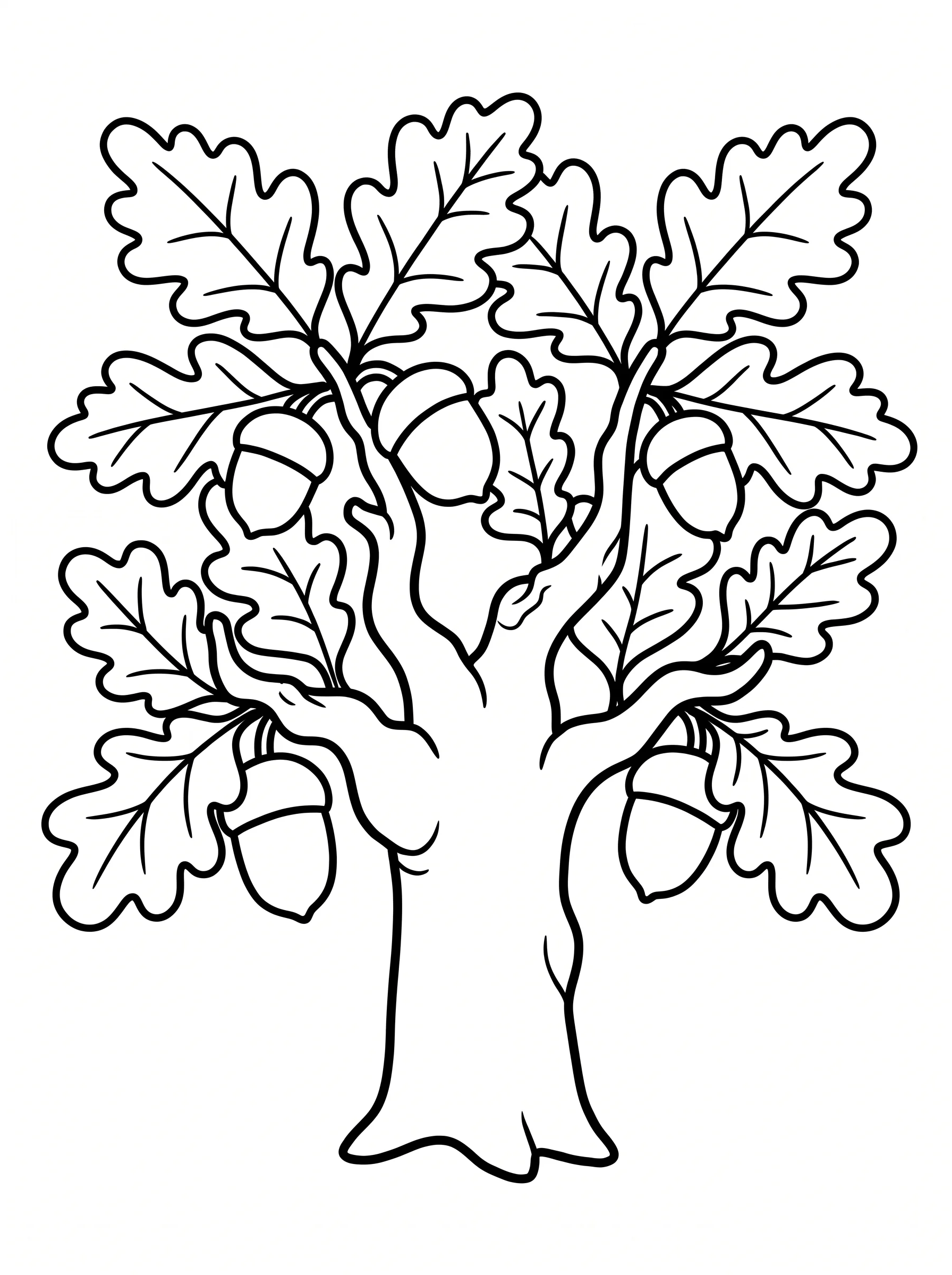 Tall Oak Tree with Big Acorns
