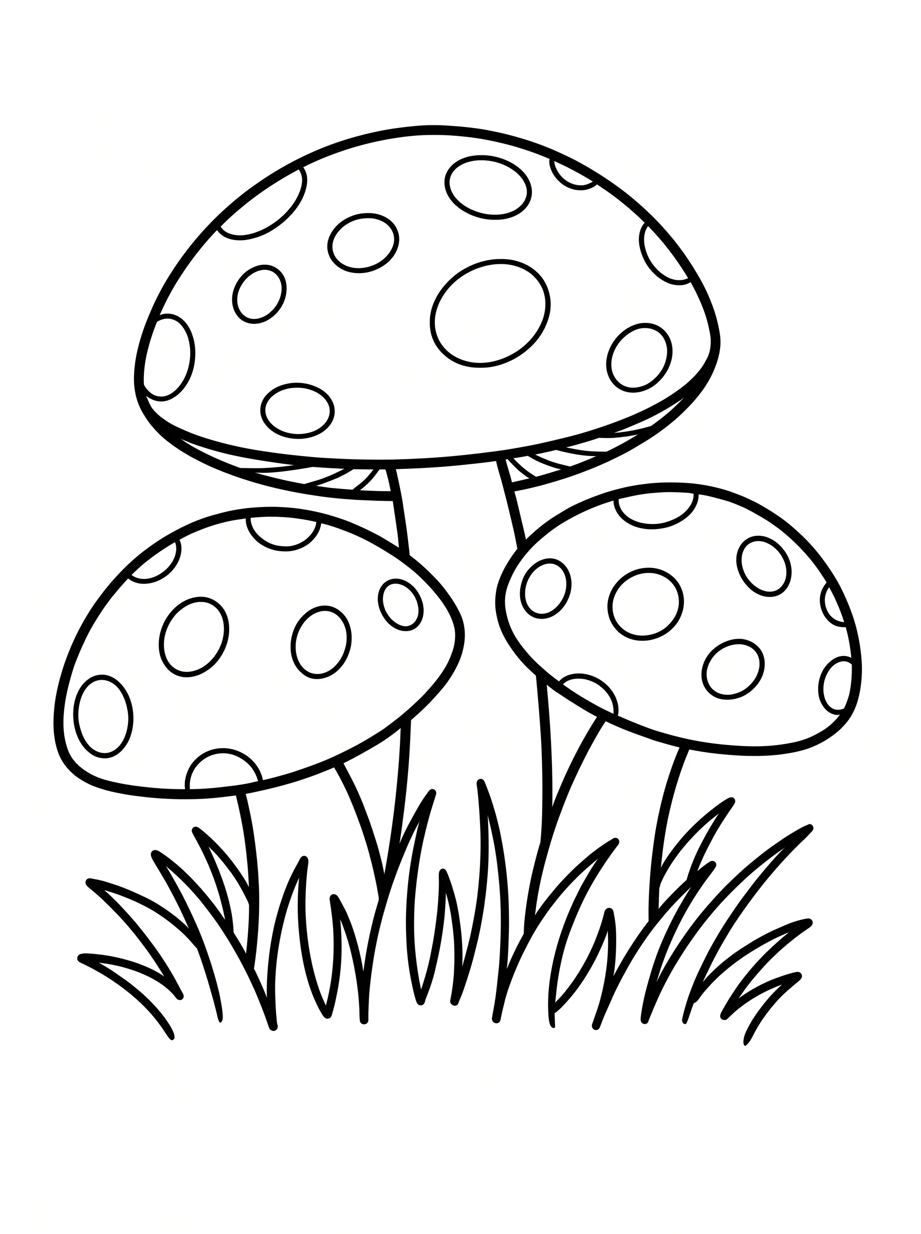Three Spotted Mushrooms in the Grass