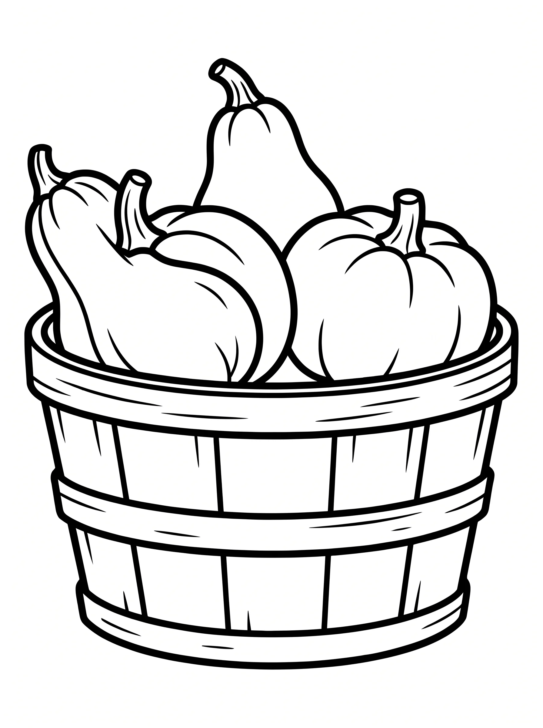Wooden Basket Loaded with Four Gourds