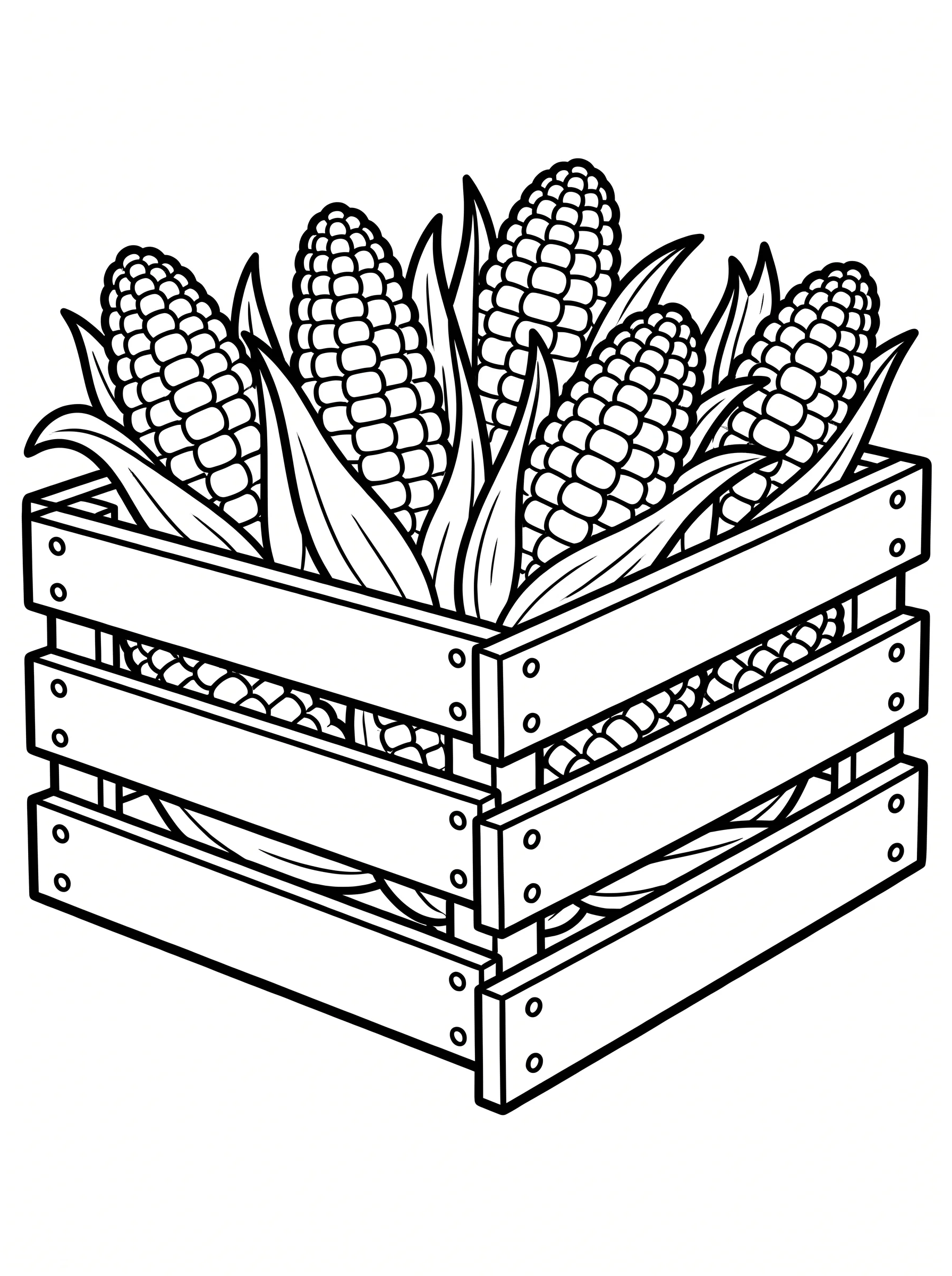 Wooden Crate Filled with Sweet Corn Cobs