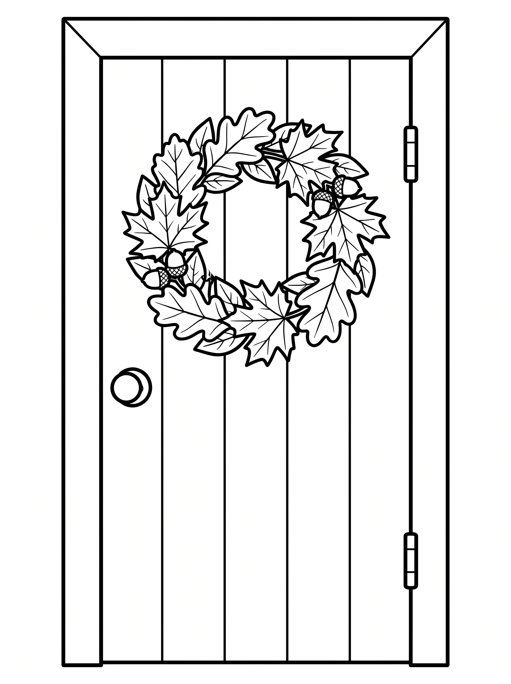 Wooden Door with a Leafy Wreath