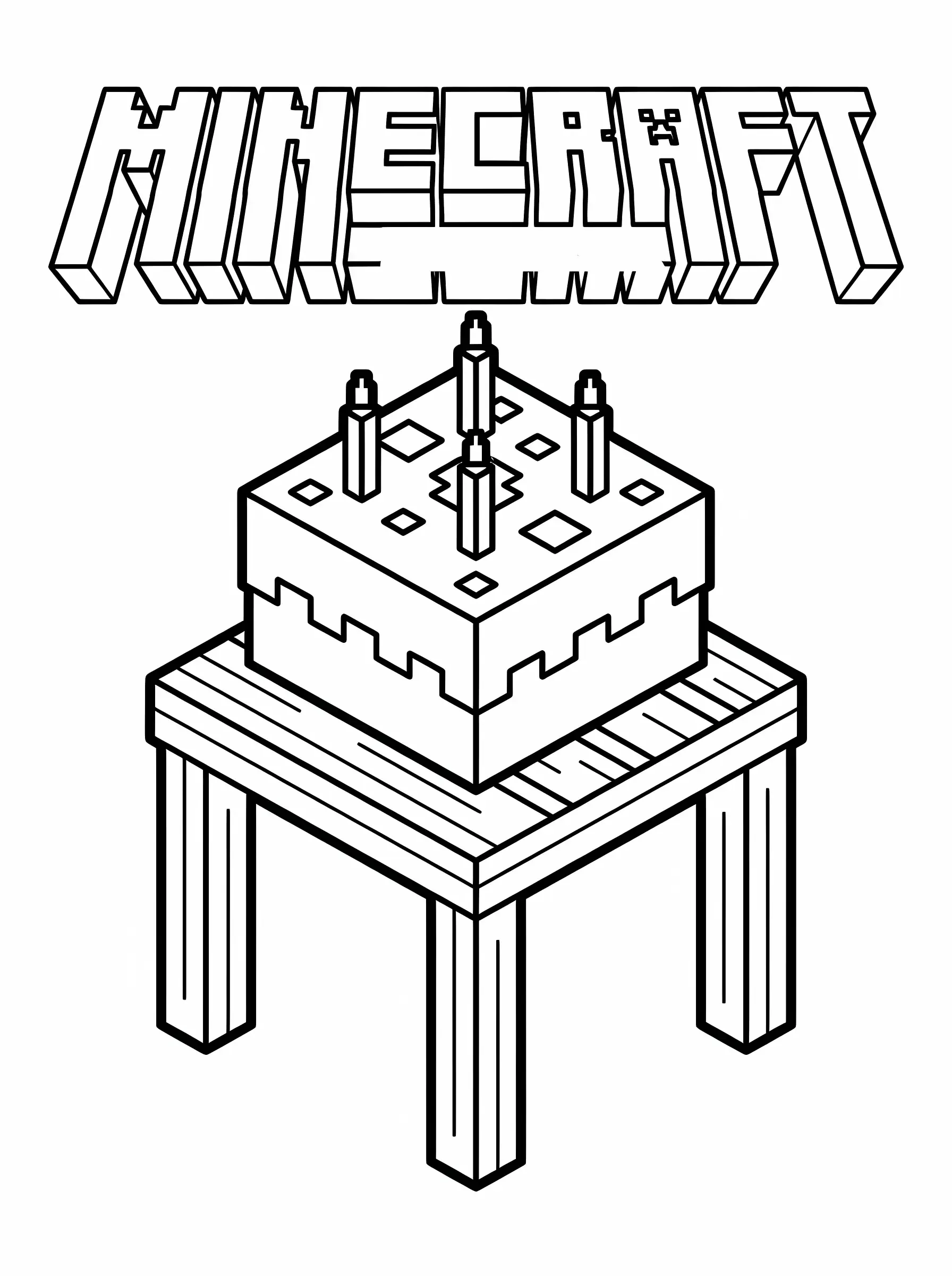 Minecraft Coloring Pages: Birthday Cake