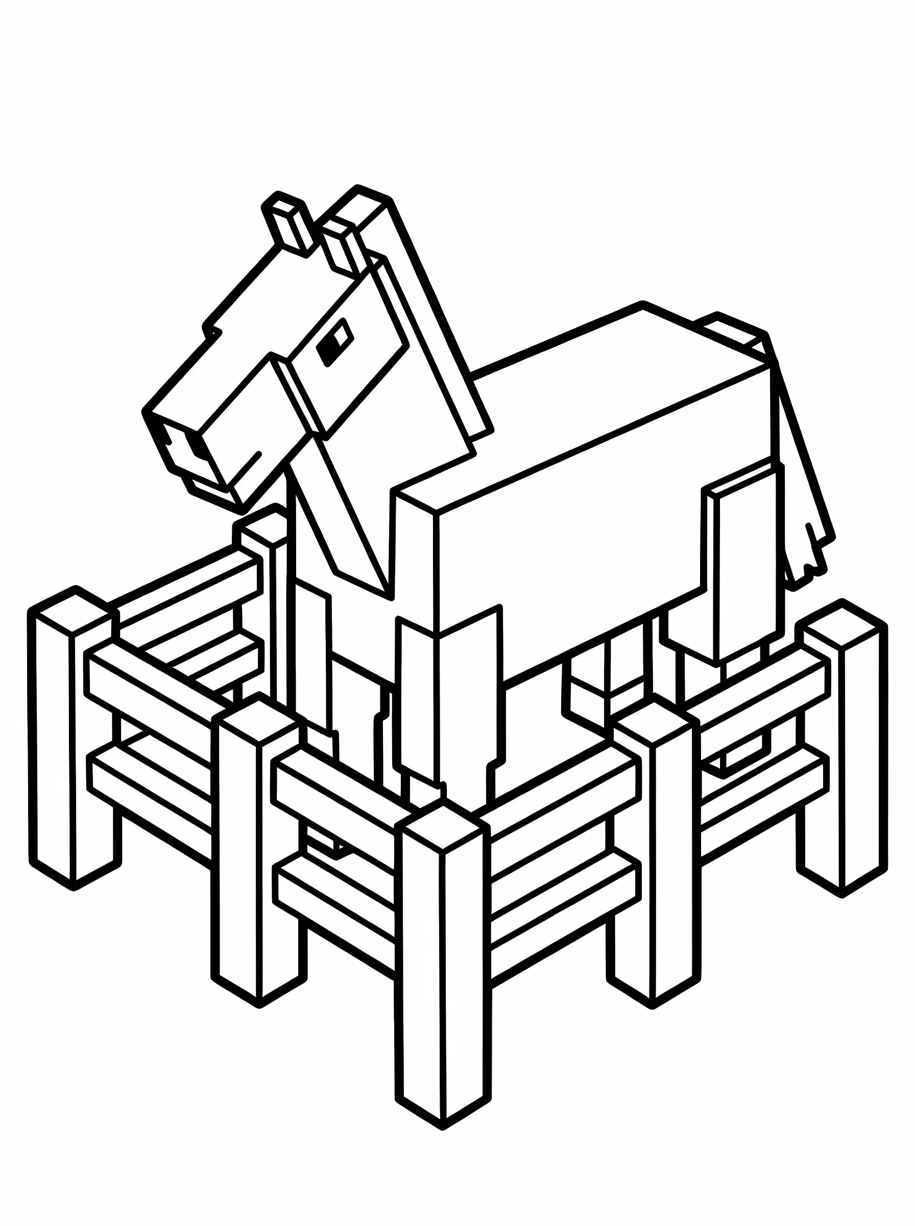 Blocky Horse by the Fence