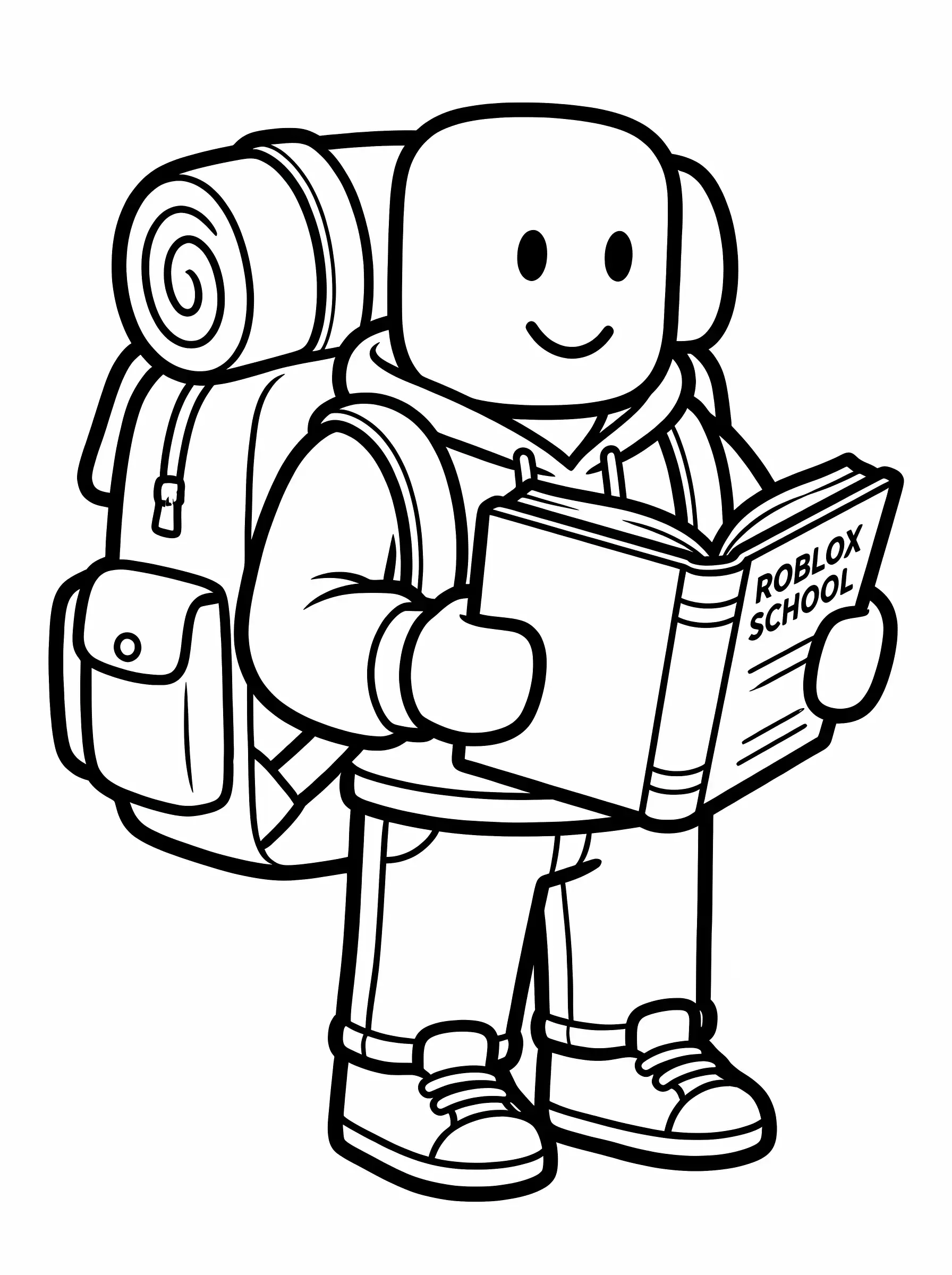School Kid with Backpack and Book