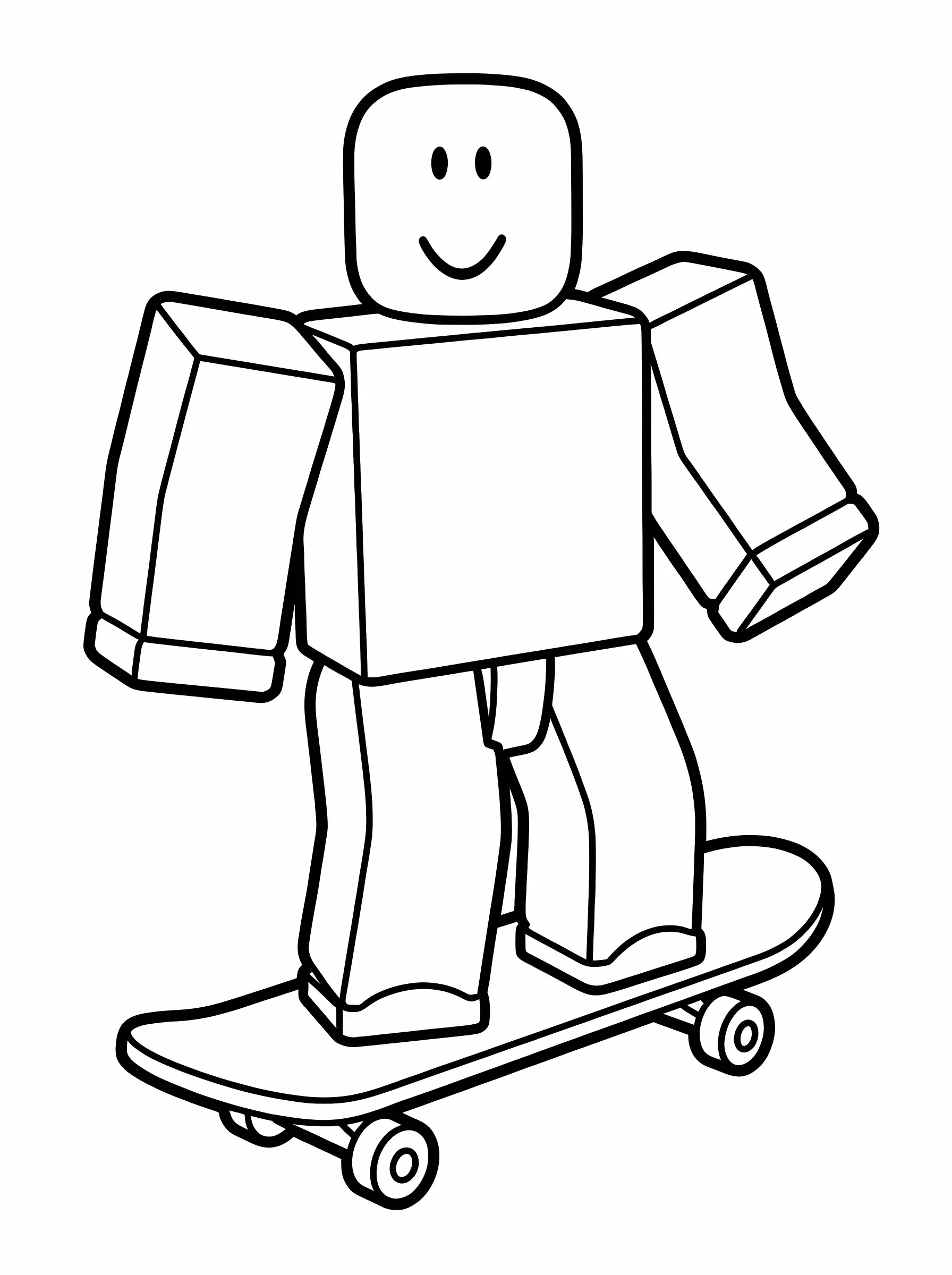 Skateboard Rider in Blocky Style