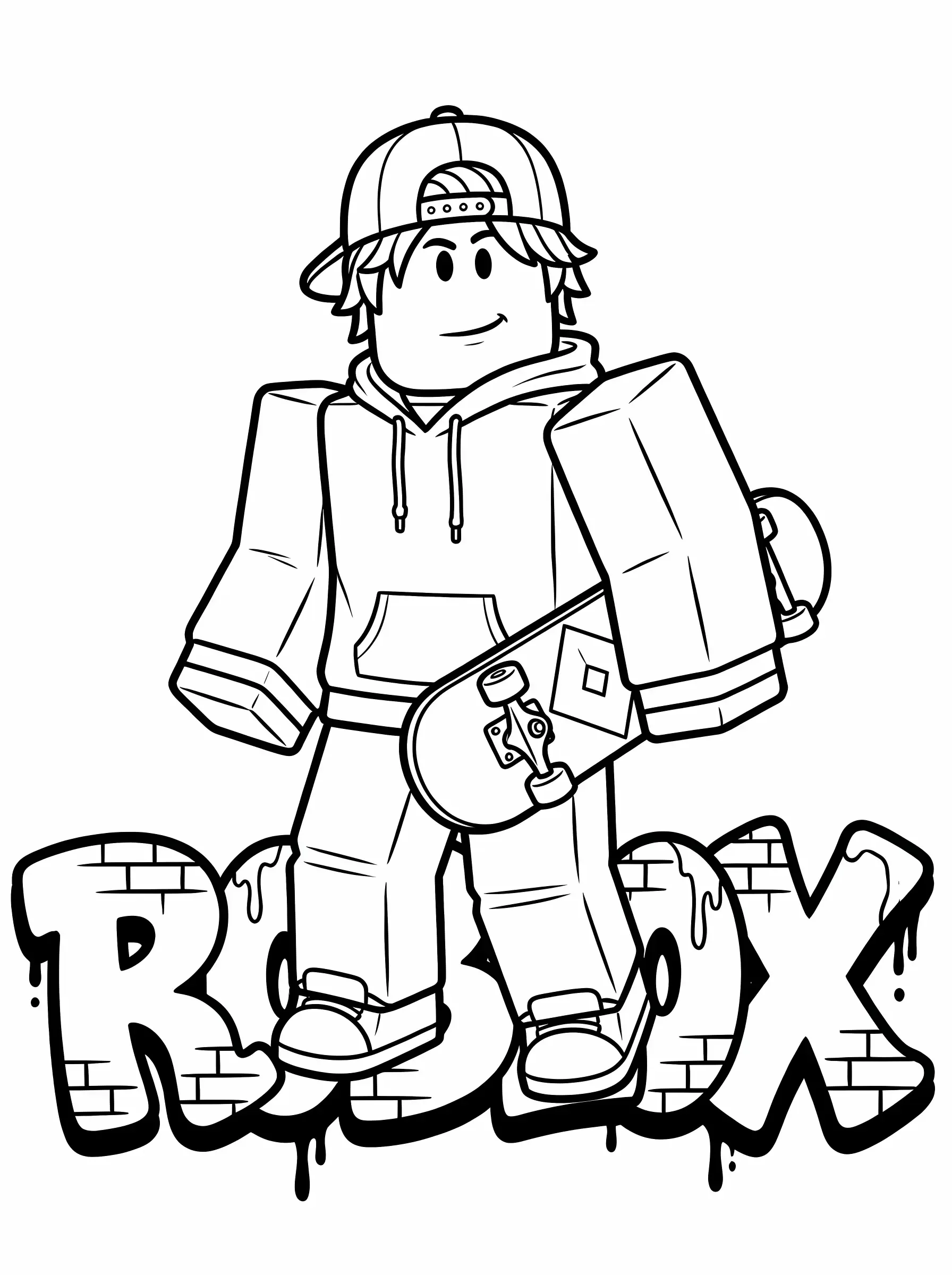 Skater Boy with Graffiti Bubble Letters