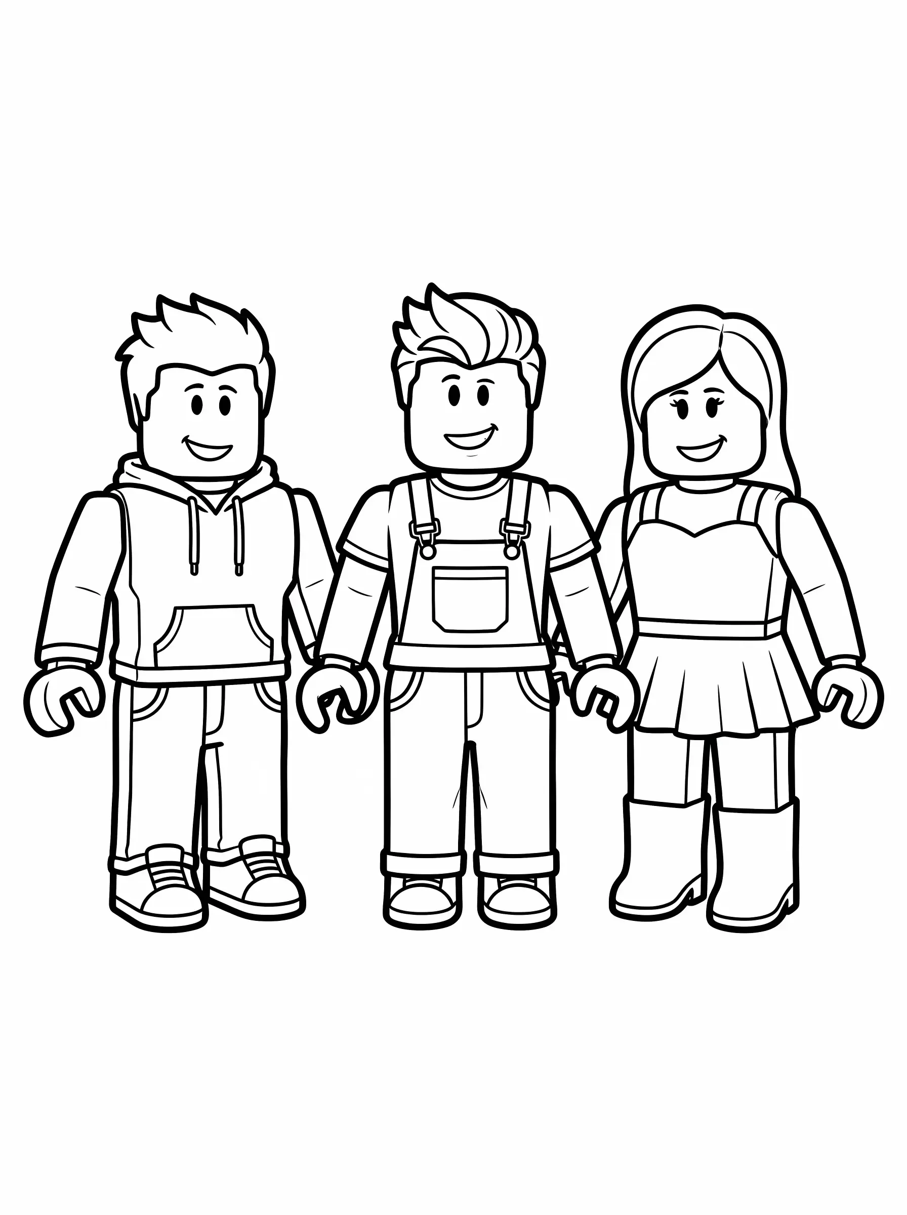 Three Blocky Best Friends Standing Together