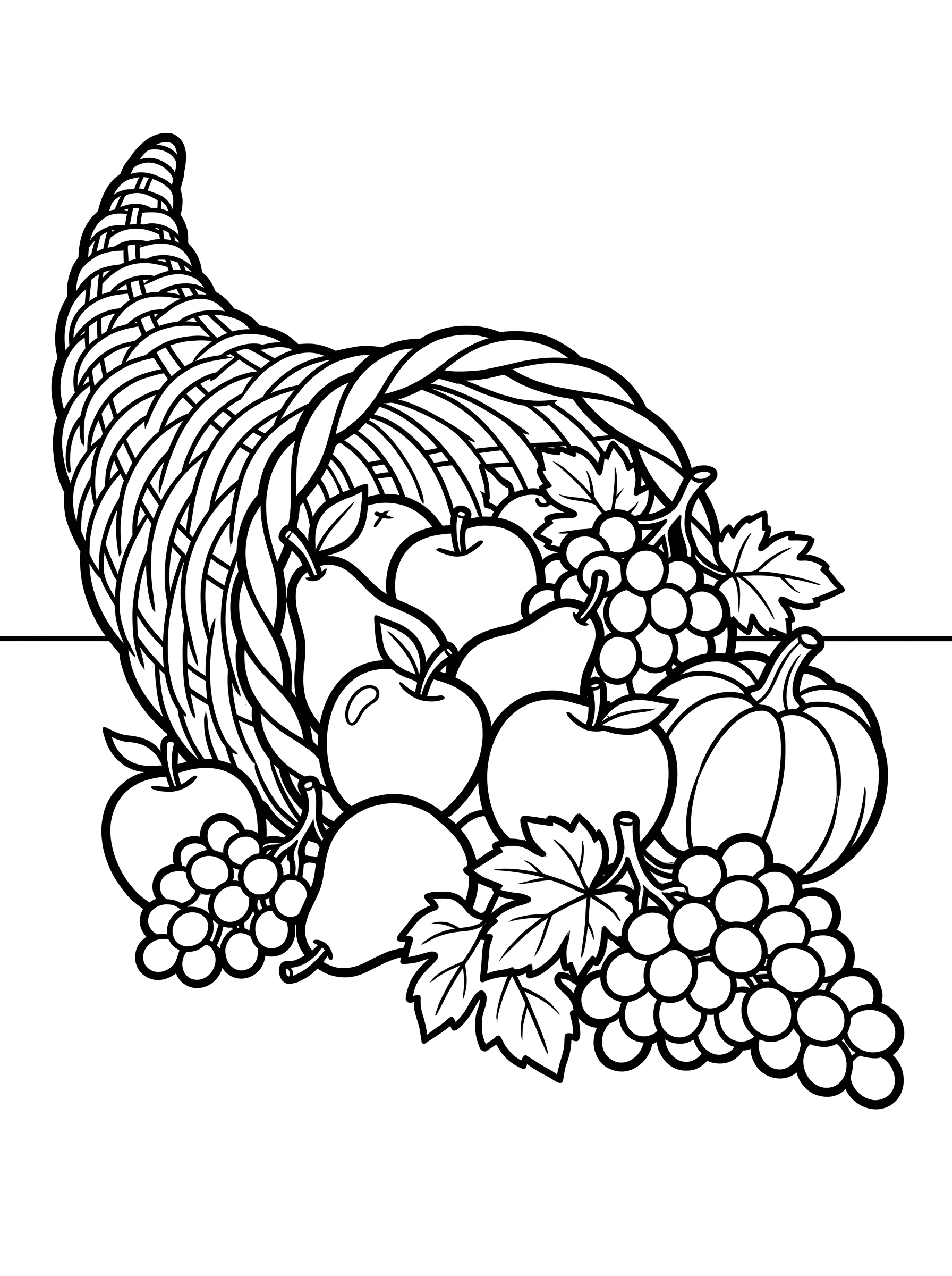 Autumn Cornucopia Filled with Fruit