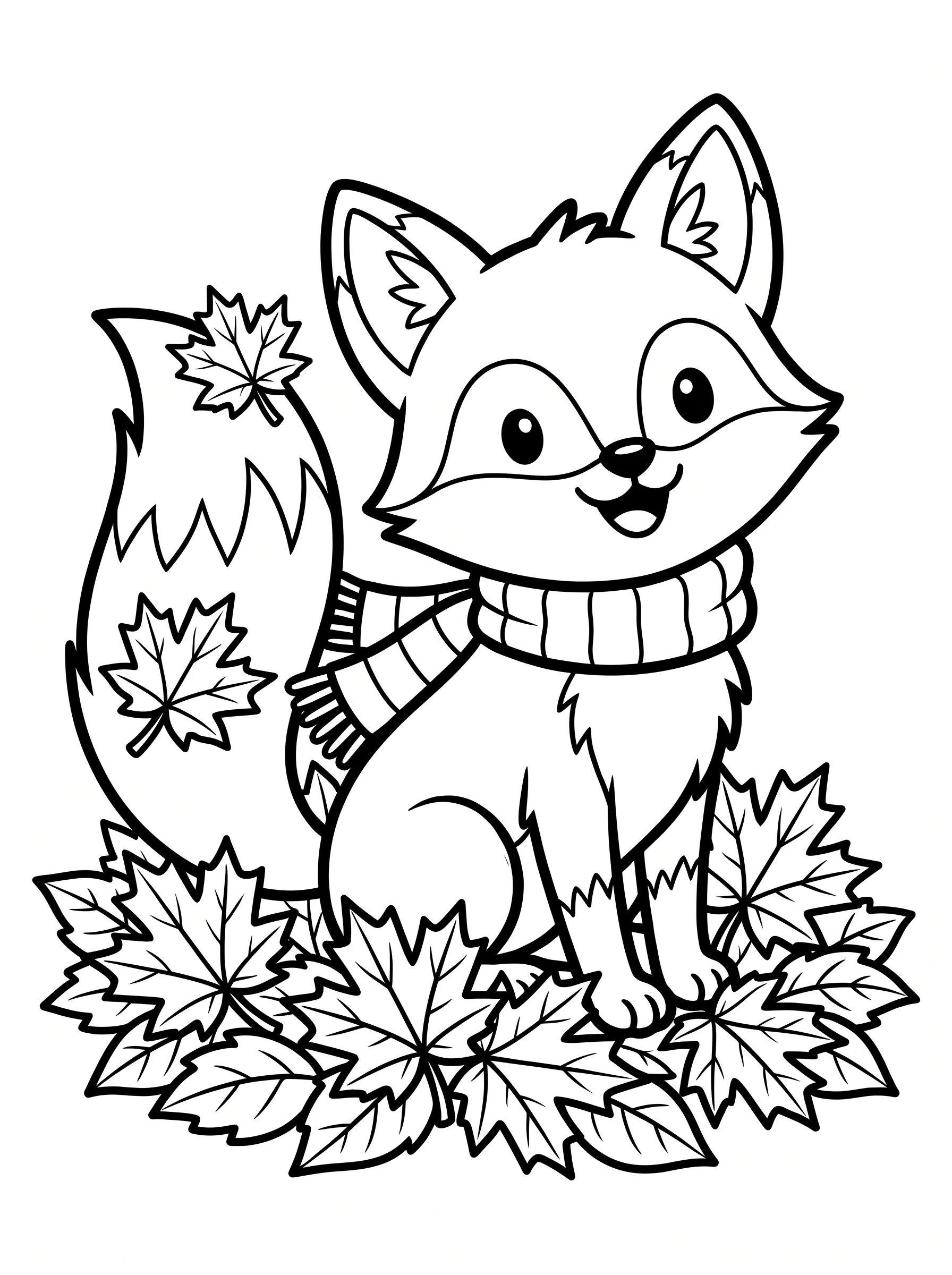 Cozy Fox in a Leaf Pile