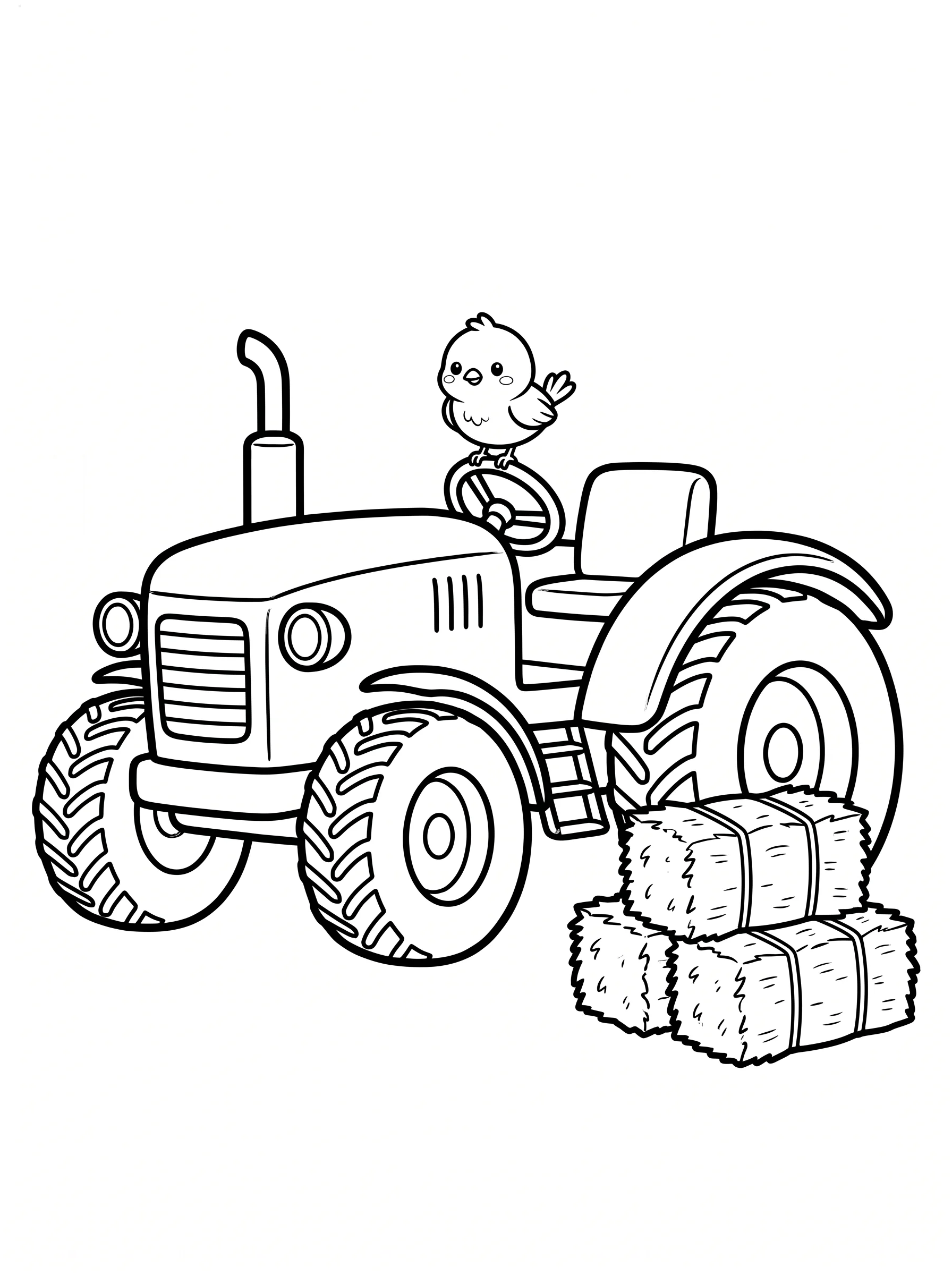 Farm Tractor and Hay Bales