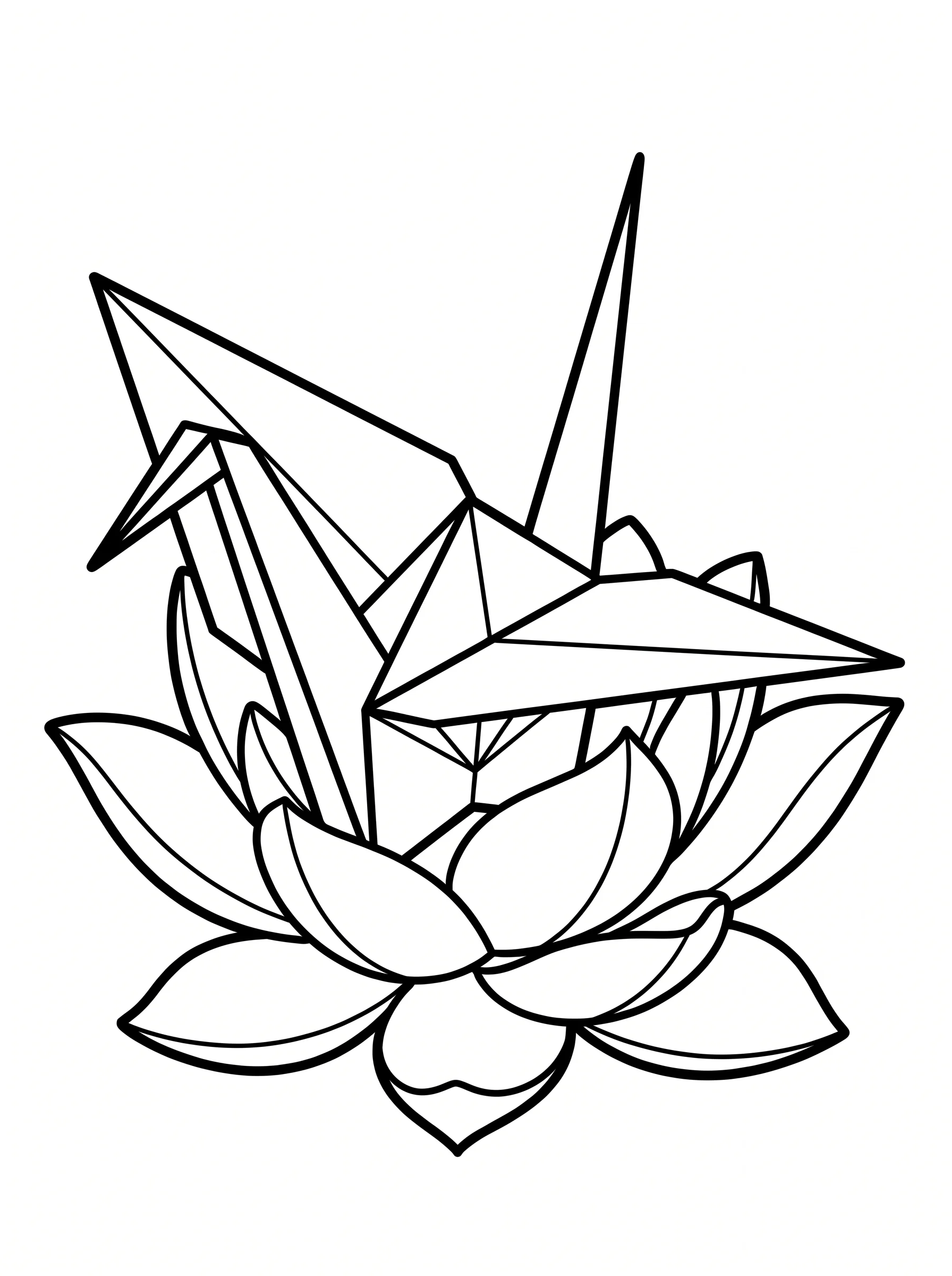 Origami Crane on a Lotus Flower