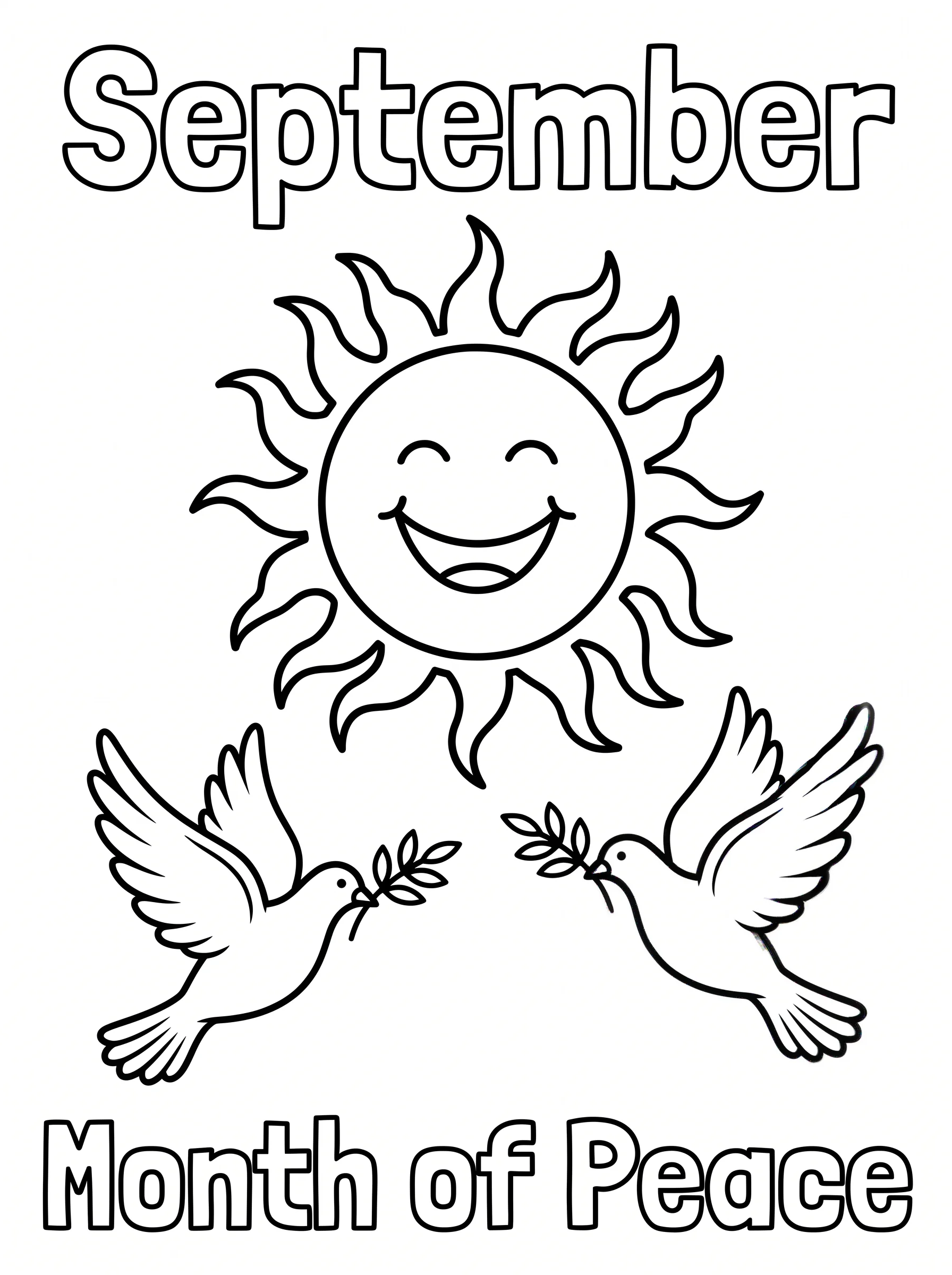 Smiling Sun and Flying Peace Doves