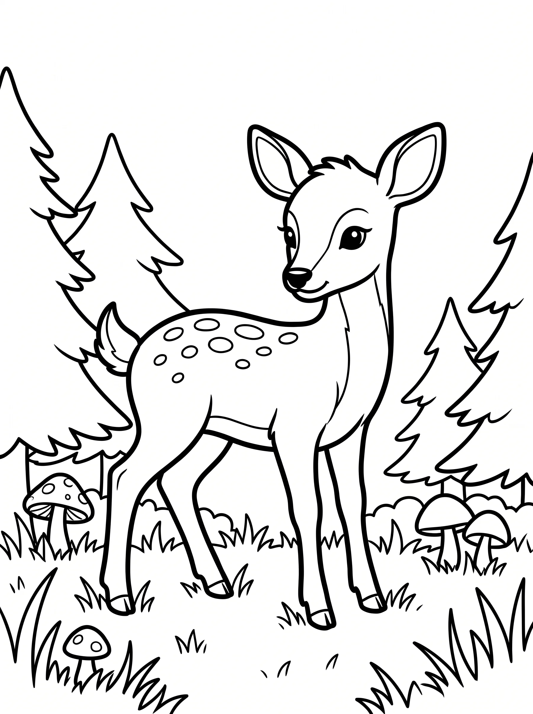 Young Deer in a Forest Clearing