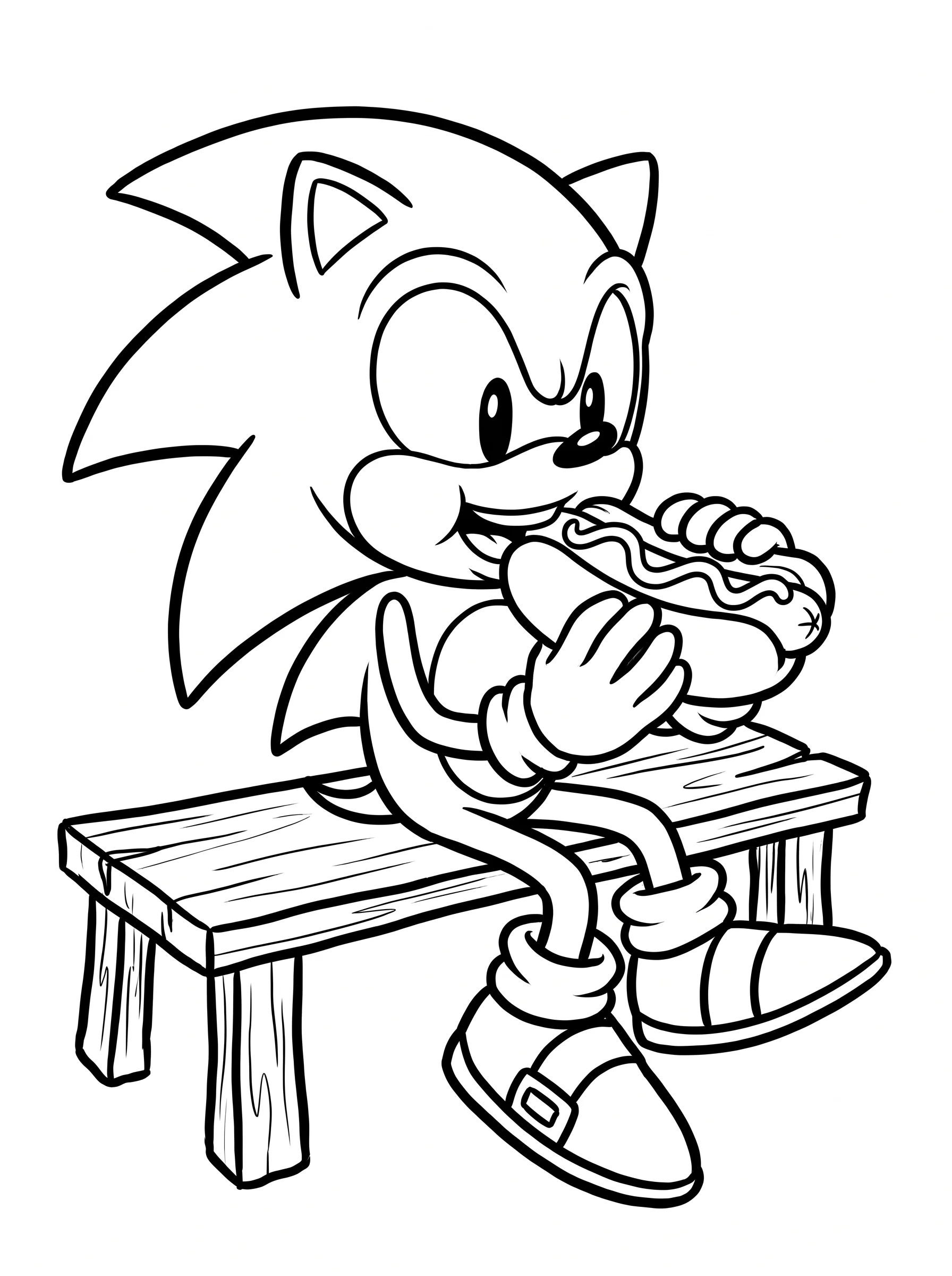 Chili Dog Snack on a Wooden Bench