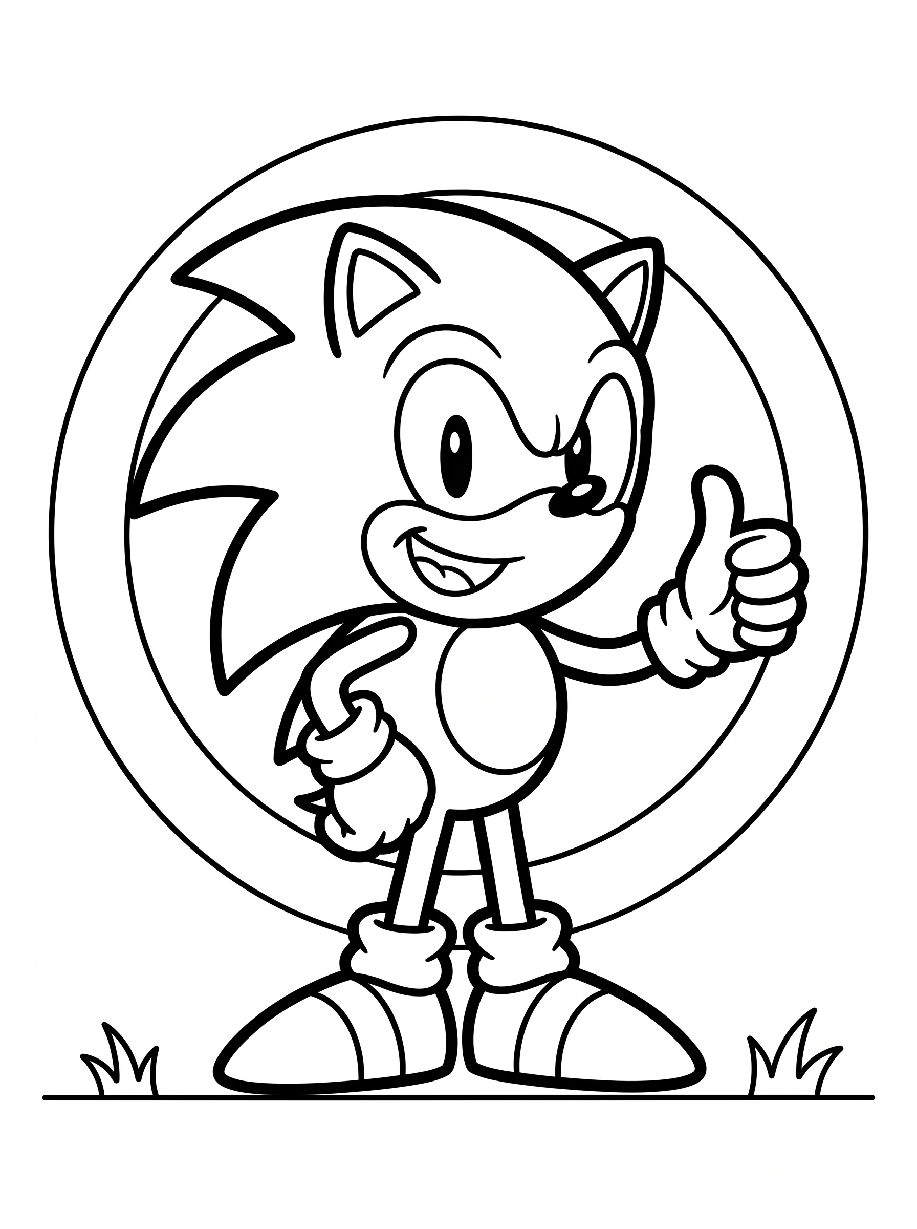 Classic Thumbs Up Sonic Coloring Pages