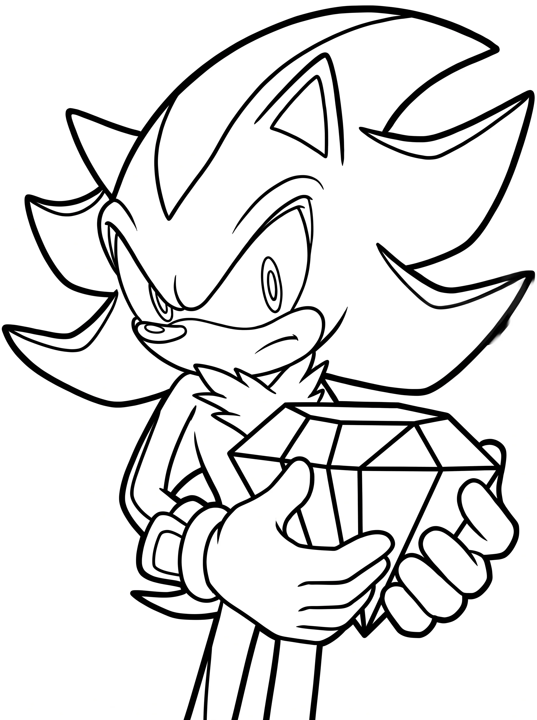 Shadow Looking Down at a Chaos Emerald