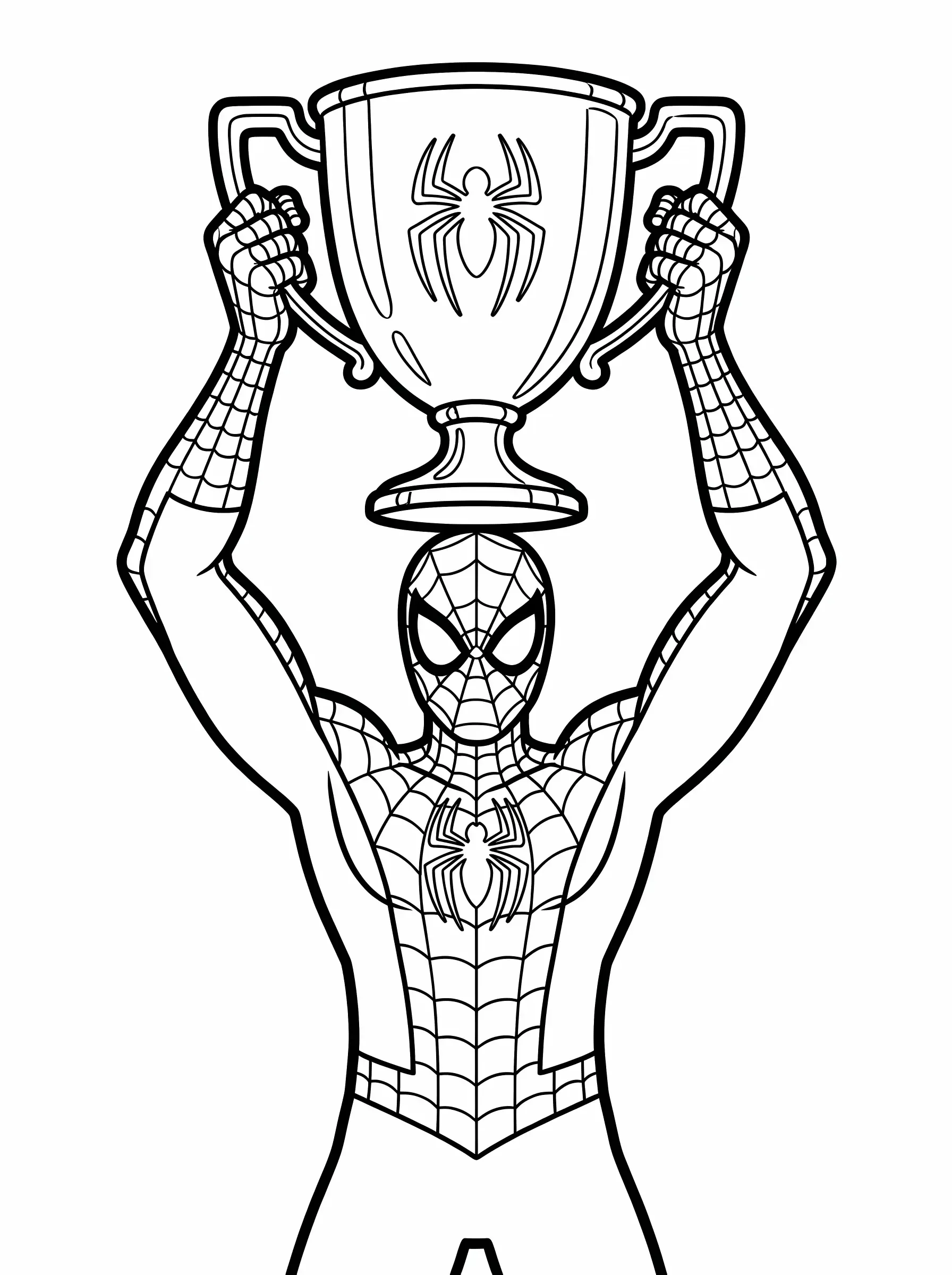 Champion Spidey Holding a Golden Trophy